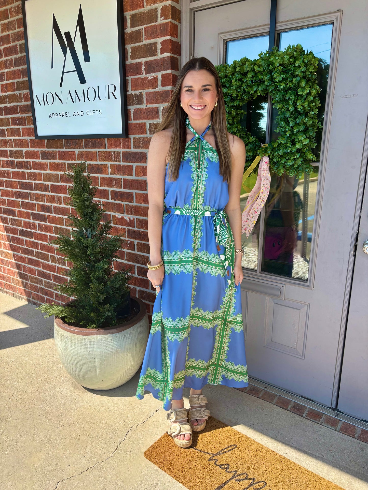 Gentry Grid Halter Maxi