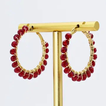 Maroon Beaded Hoop