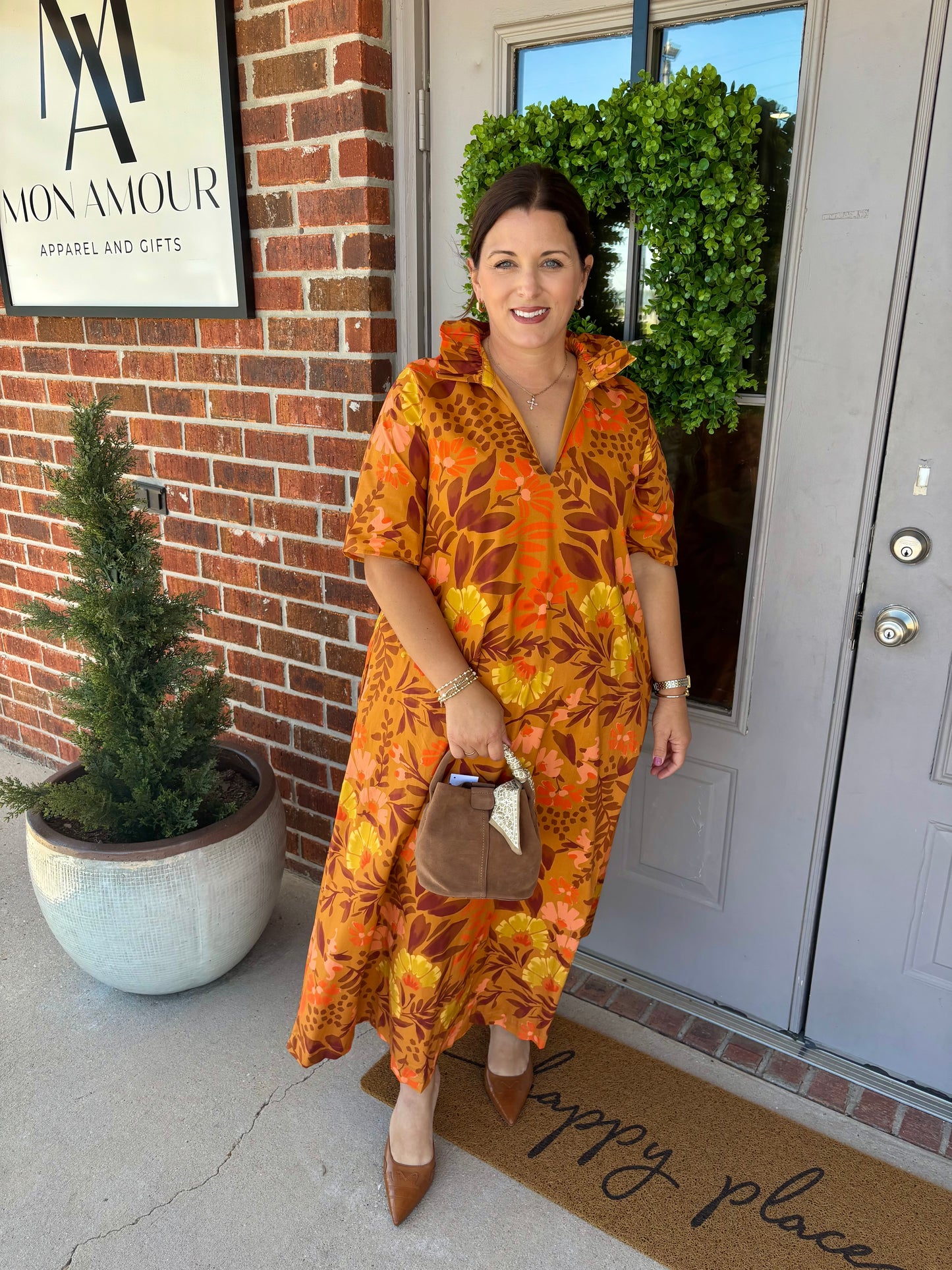 Sorita Ruffle Collar Midi Dress