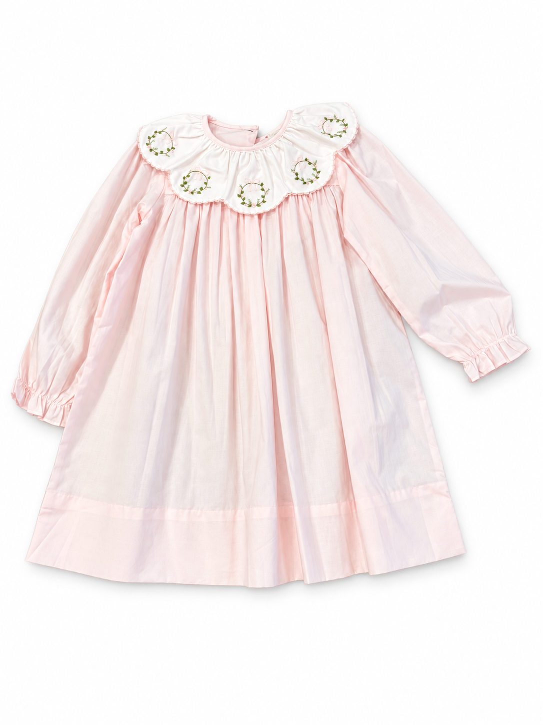 Chloe Dress, Blessings Pink Batiste, Wreath