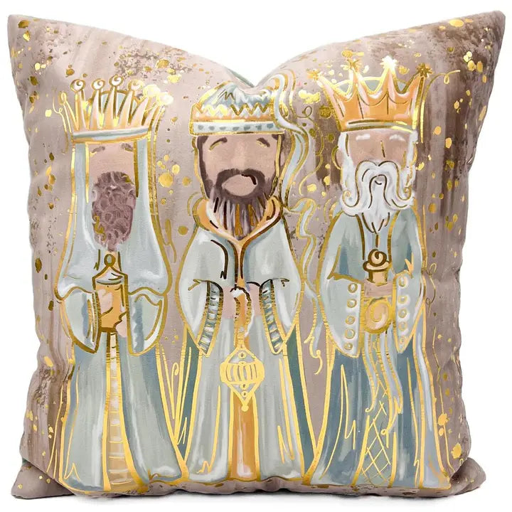 Gold Foil Neutral Wise Men Pillow