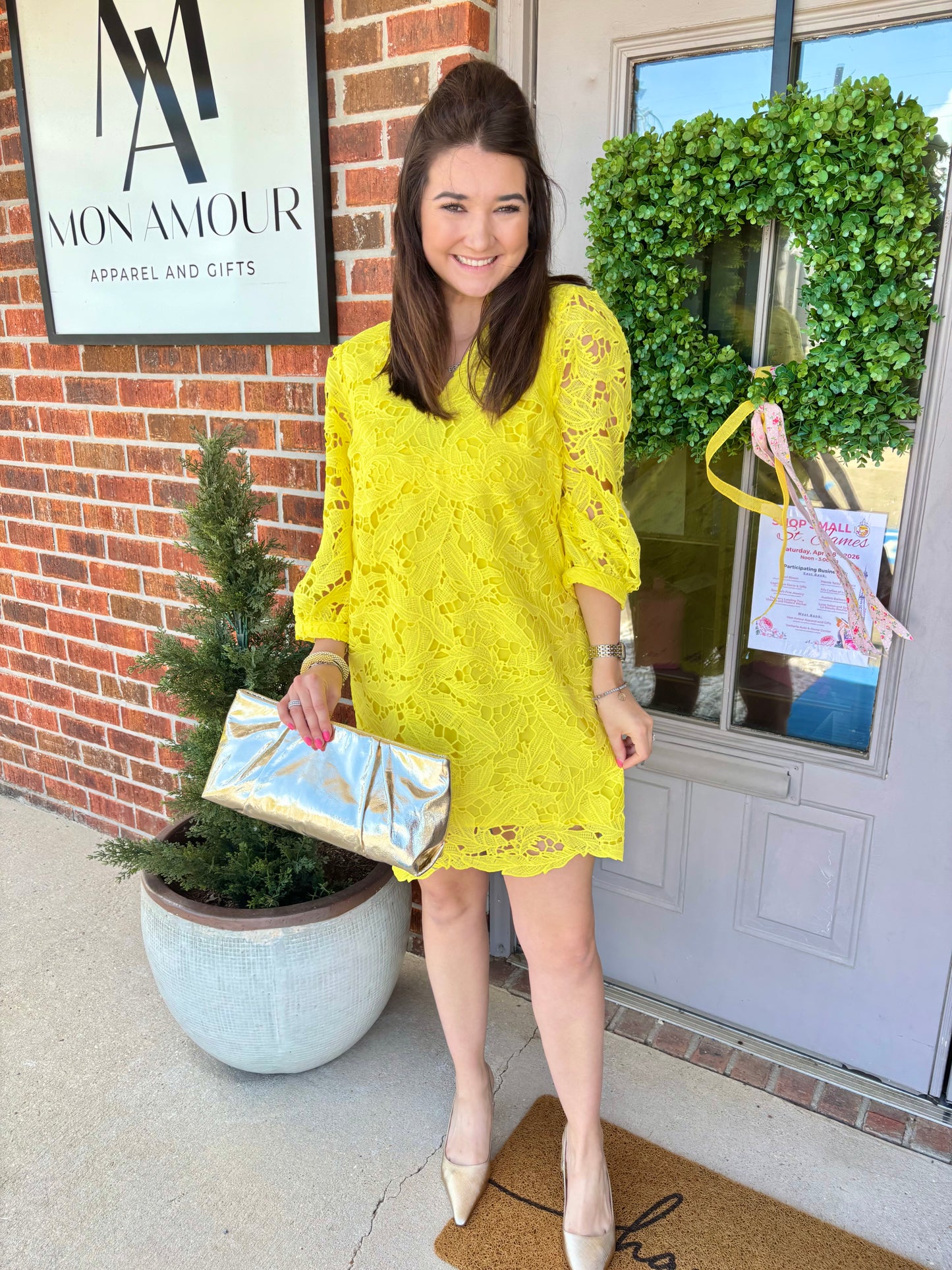 Lacey Lemon Bloom Dress