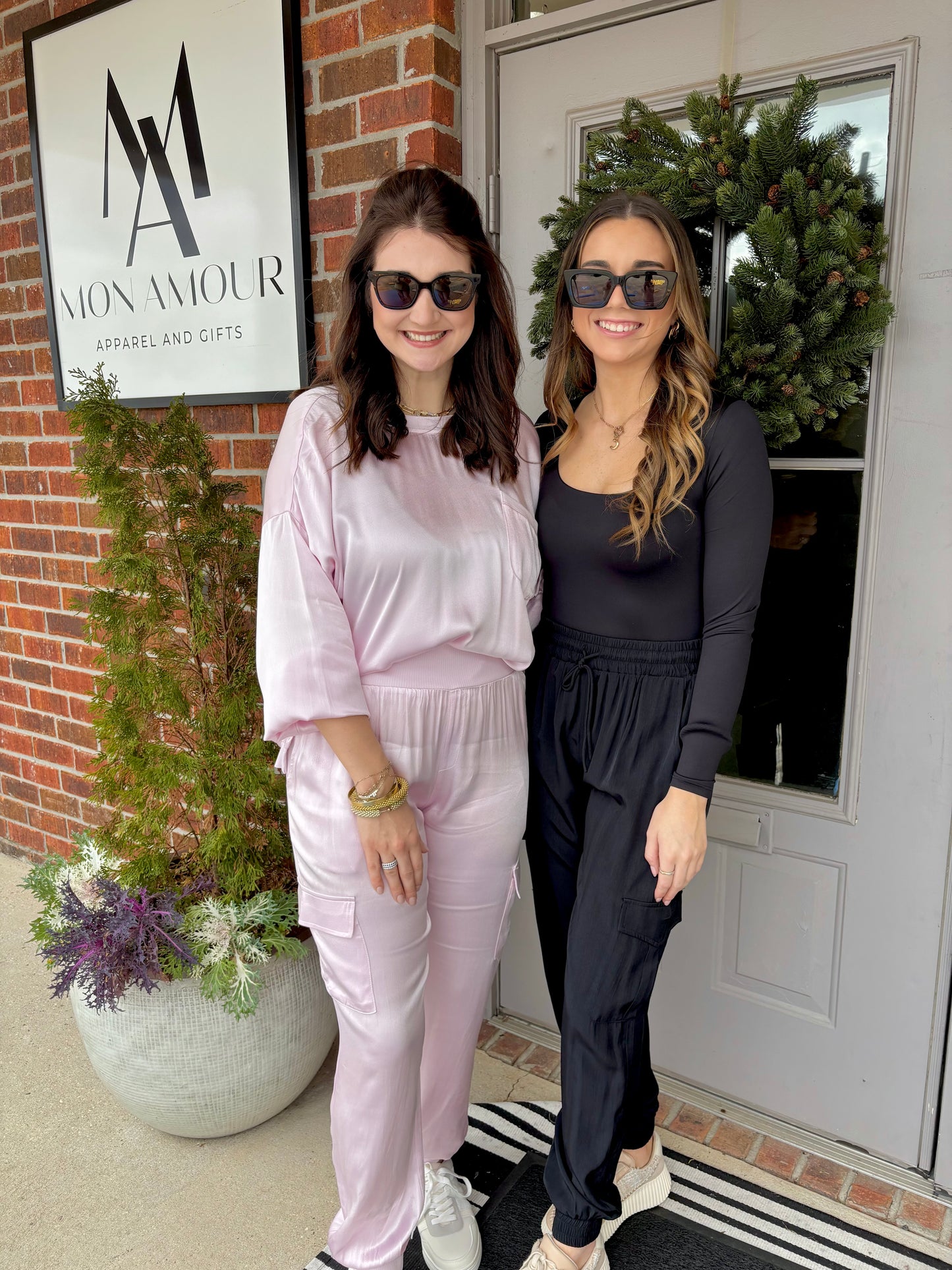 Lilac Long Sleeve Satin Cargo Jogger Pants Set