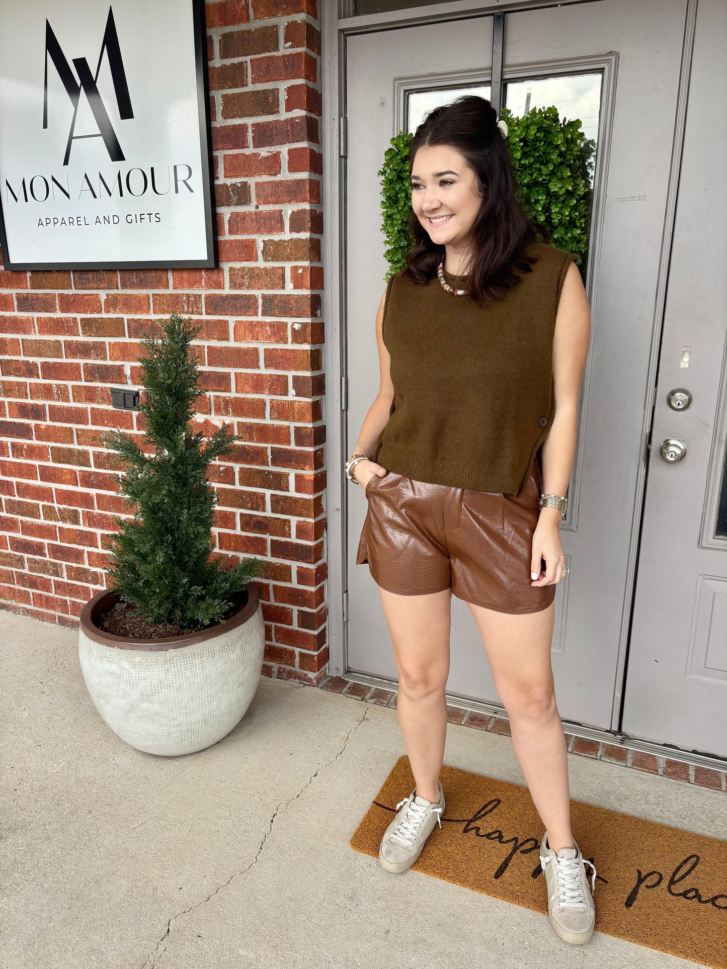 Kali Khaki Sleeveless Sweater