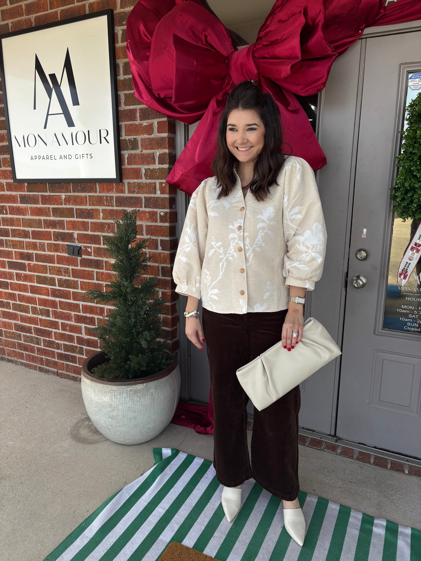 Suede Brocade Satin Top