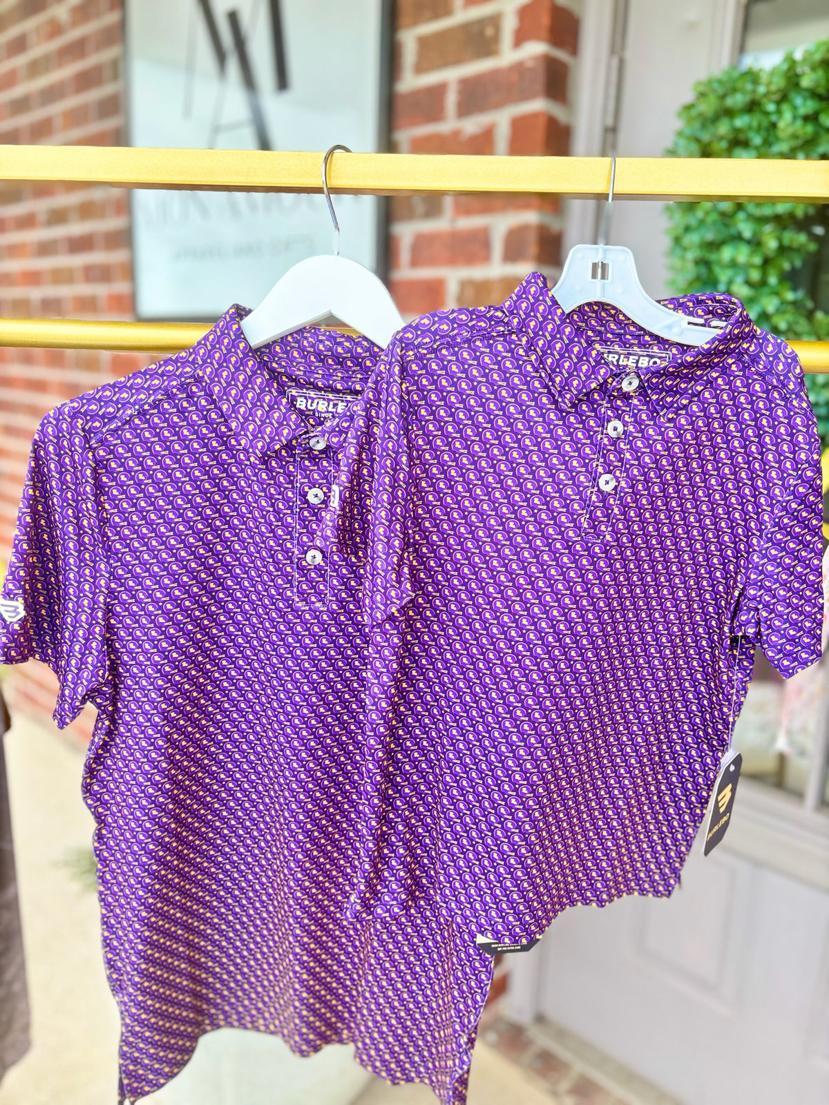 Youth Performance Polo- Vintage Helmets- Purple and Gold