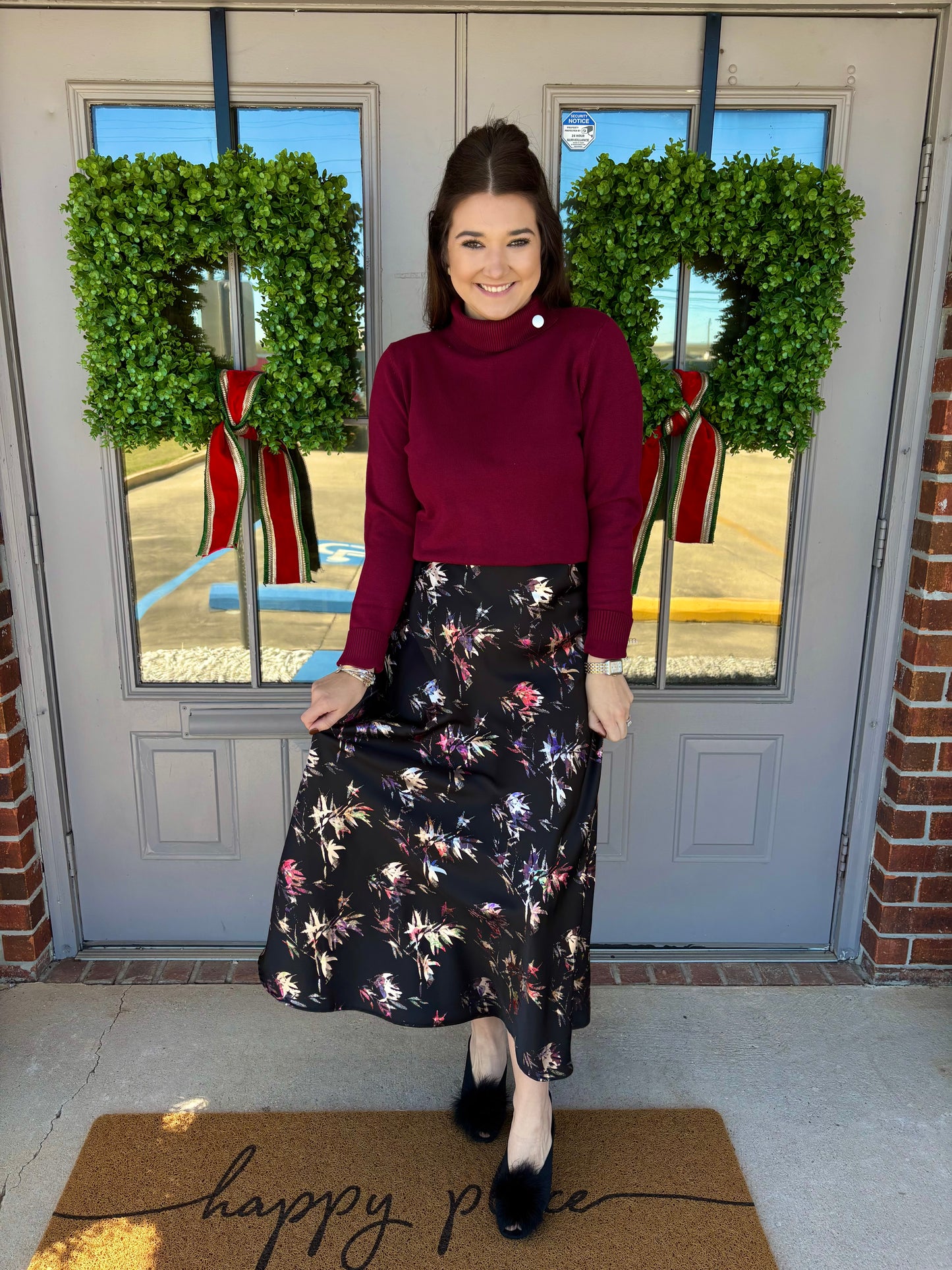 Foil Leaf Maxi Skirt