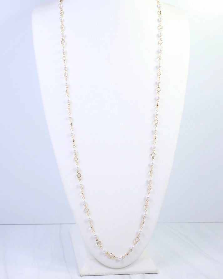 Ari Crystal Pearl Necklace Gold