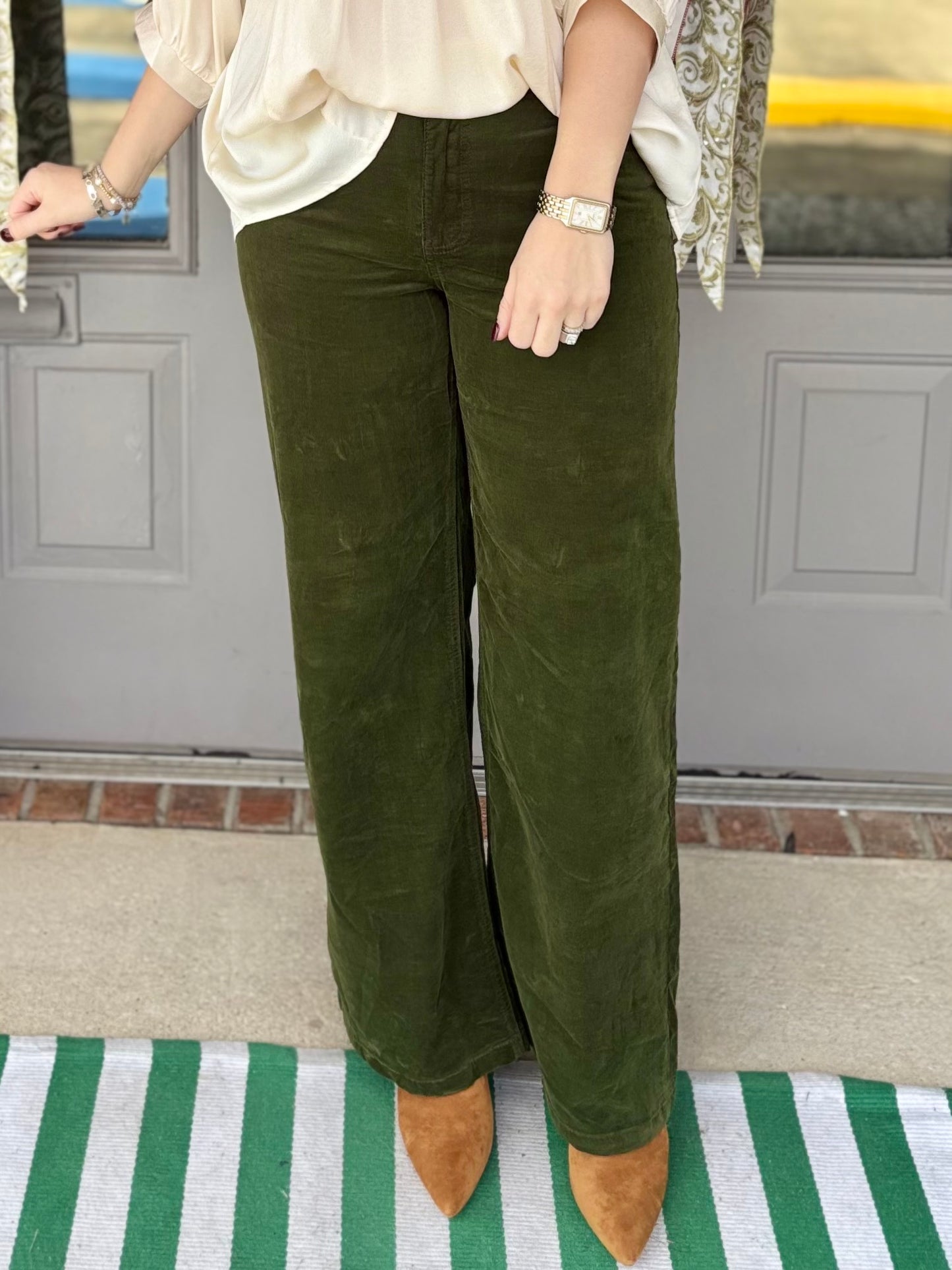 Jean High Rise Wide Leg in Leafy Green