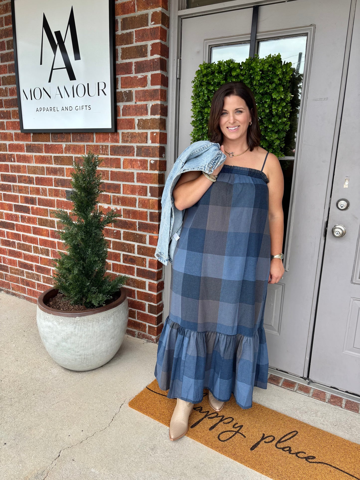 Denim Patch Midi Dress