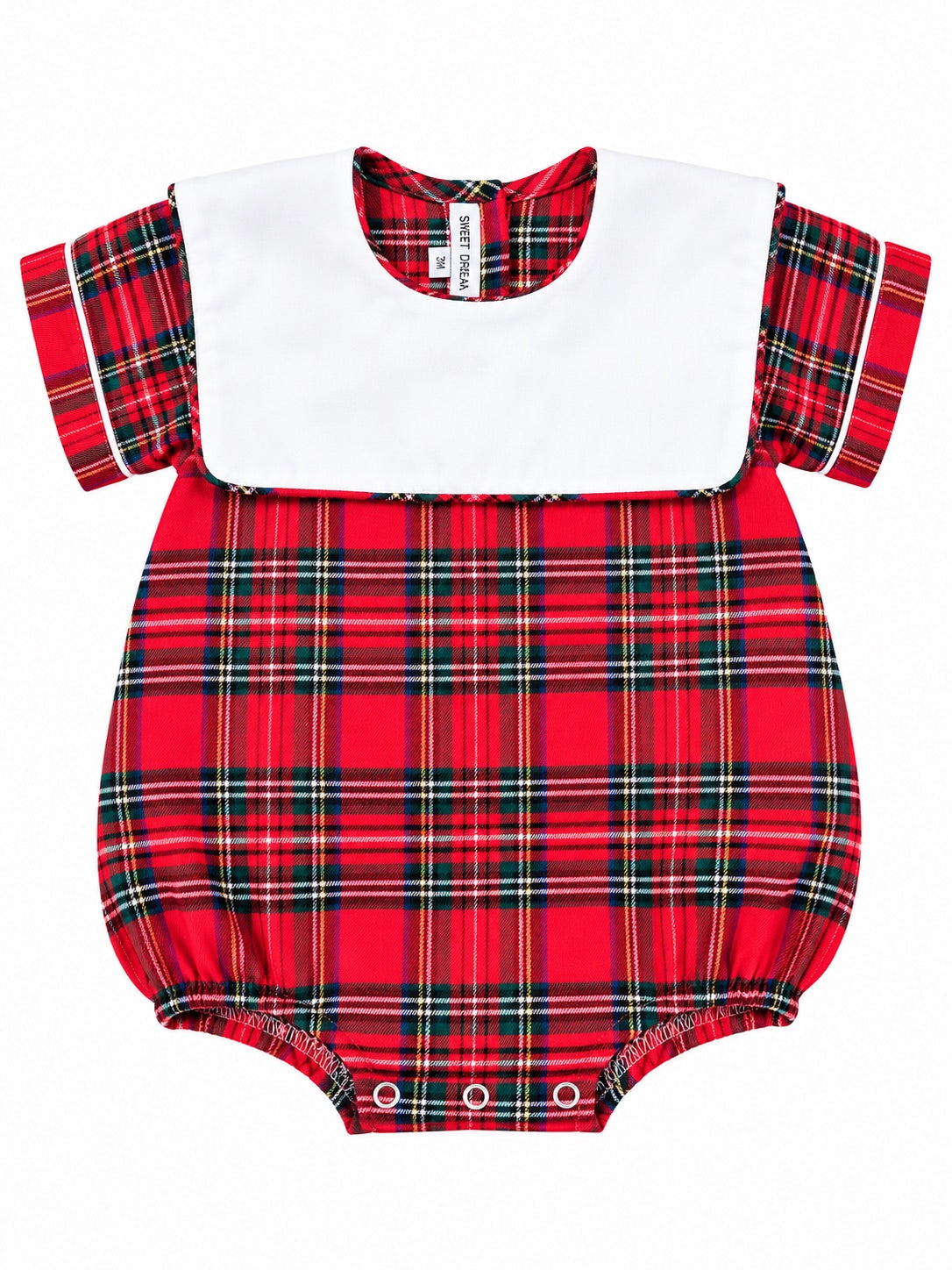 Boys Tartan Plaid w/ Bib Collar Bubble