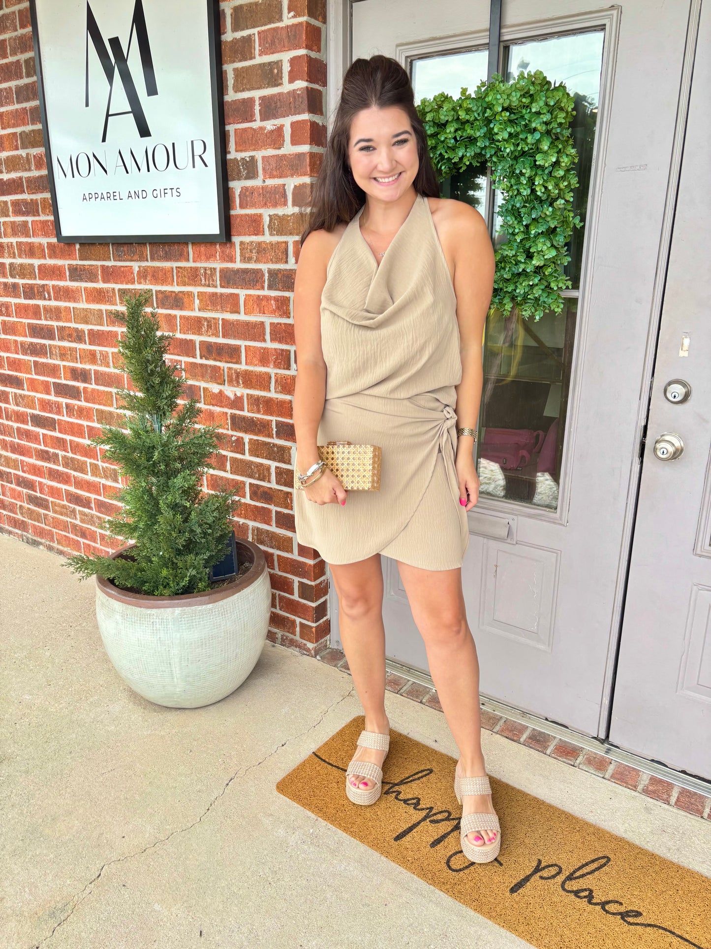 Poppy Air Flow Tie-Front Skirt in Cashew