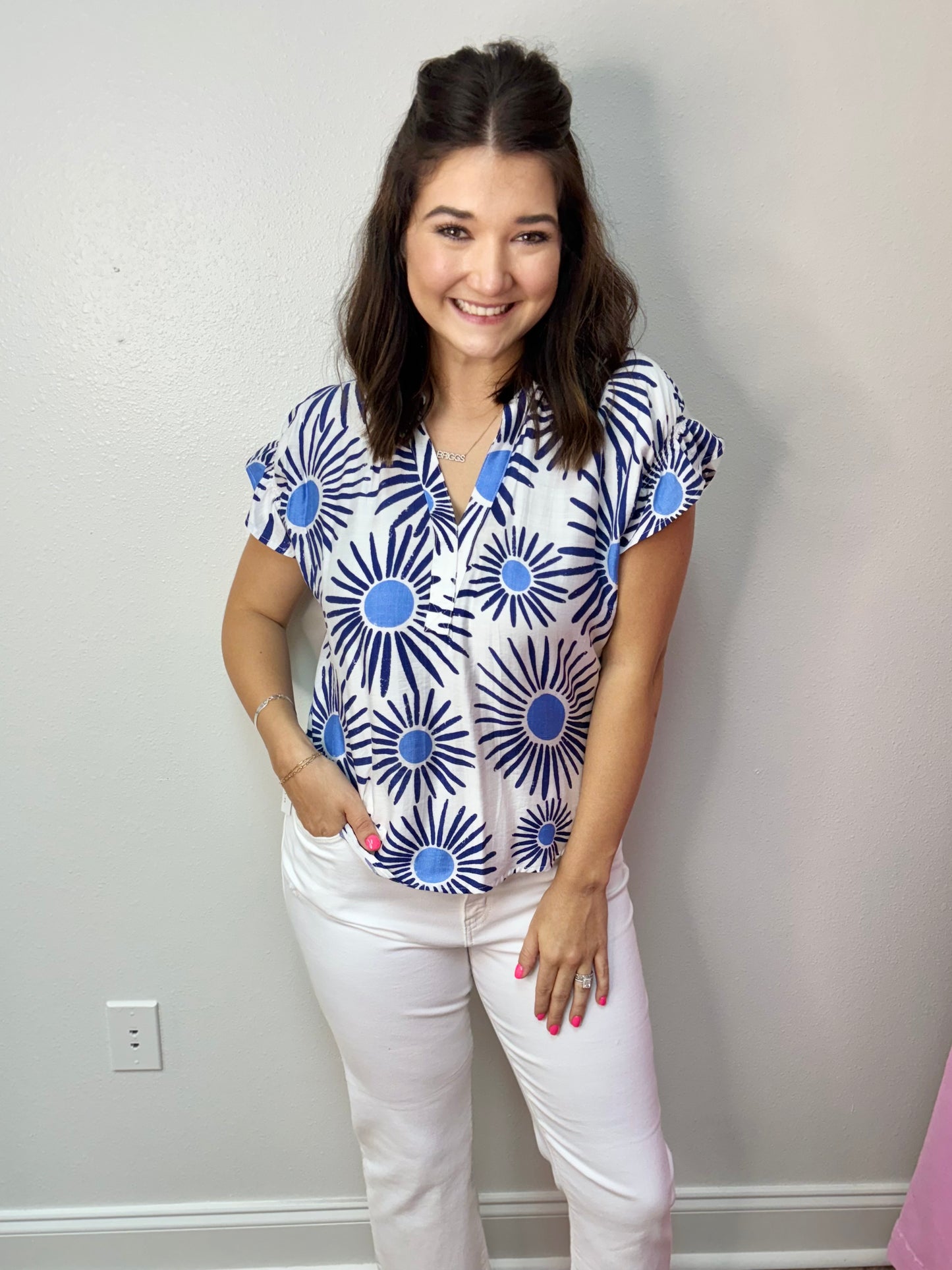 Navy Natural Struck Blouse