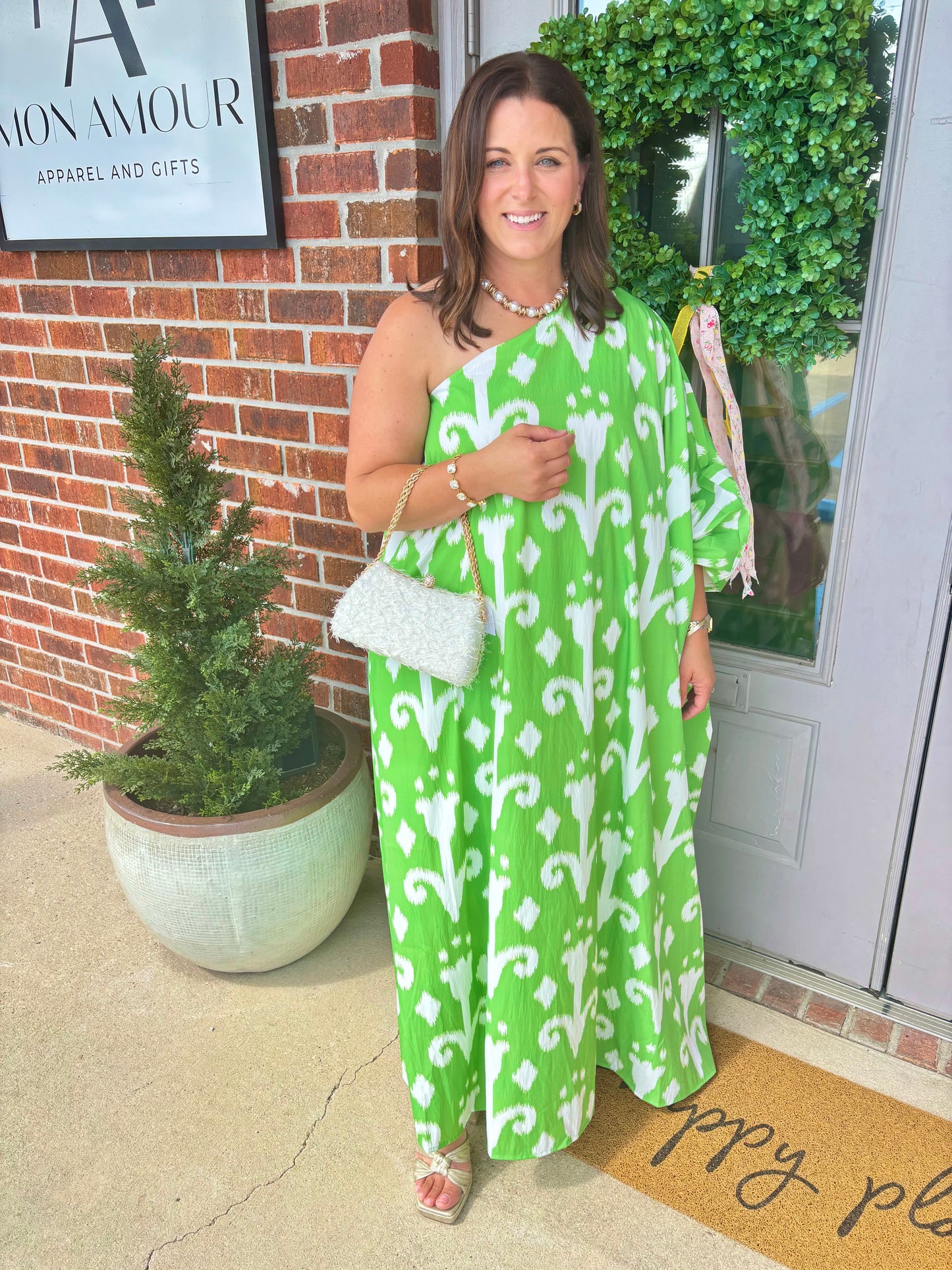 The Emerald Elegance One-Shoulder Dress