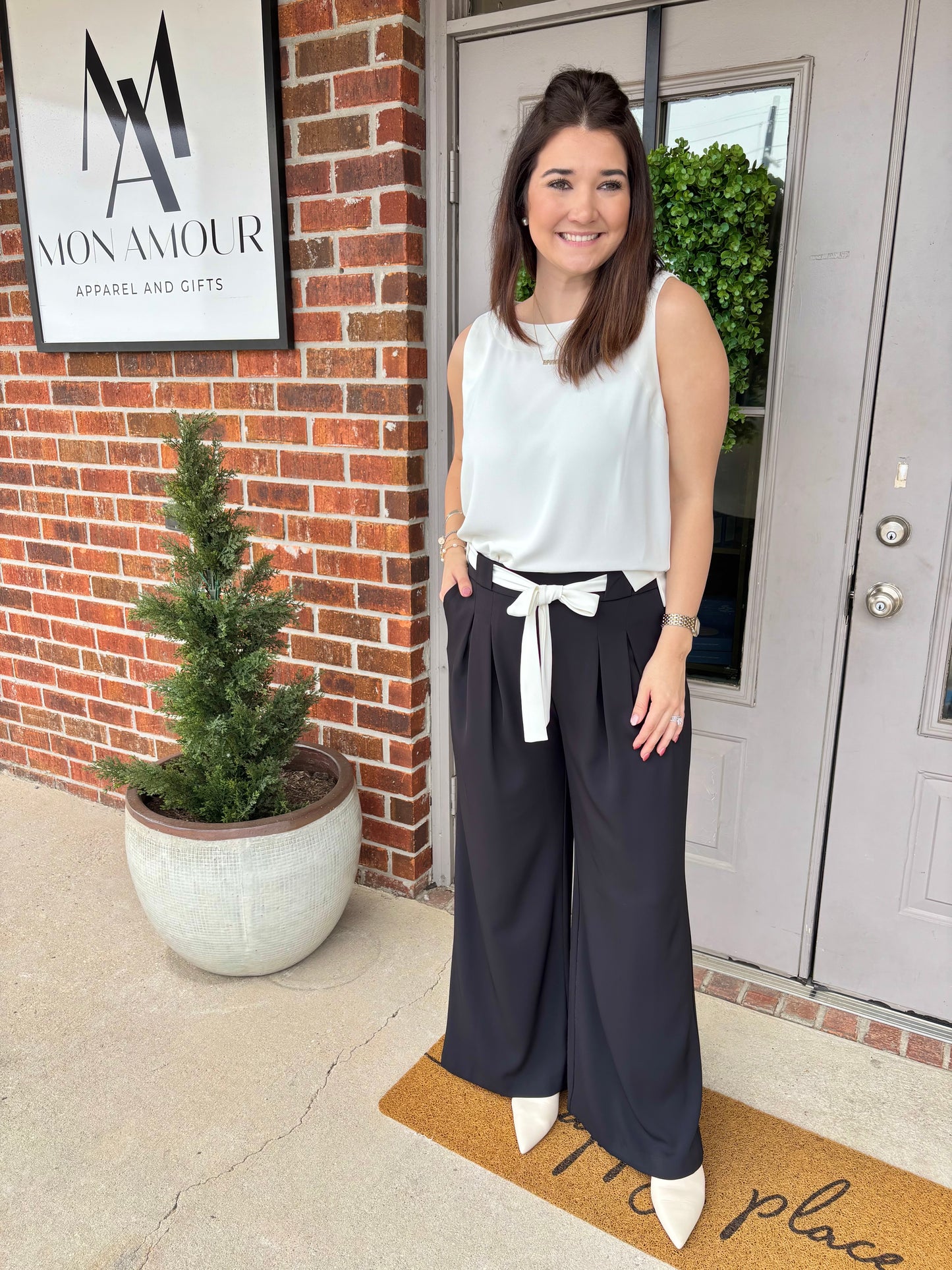 FIONA VEGAN SILK BELTED WIDE LEG PANT