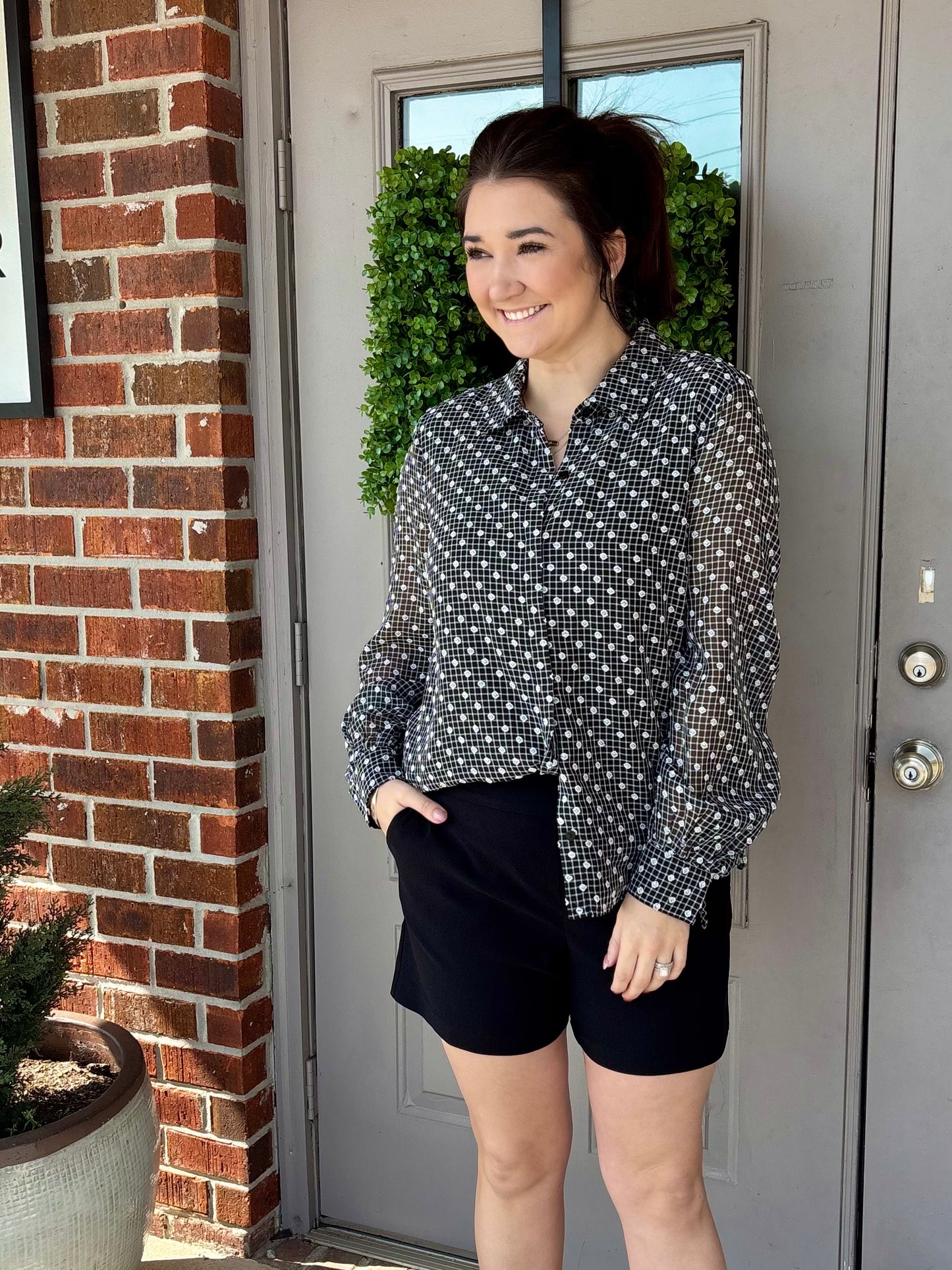 Tori Textured Collared Blouse
