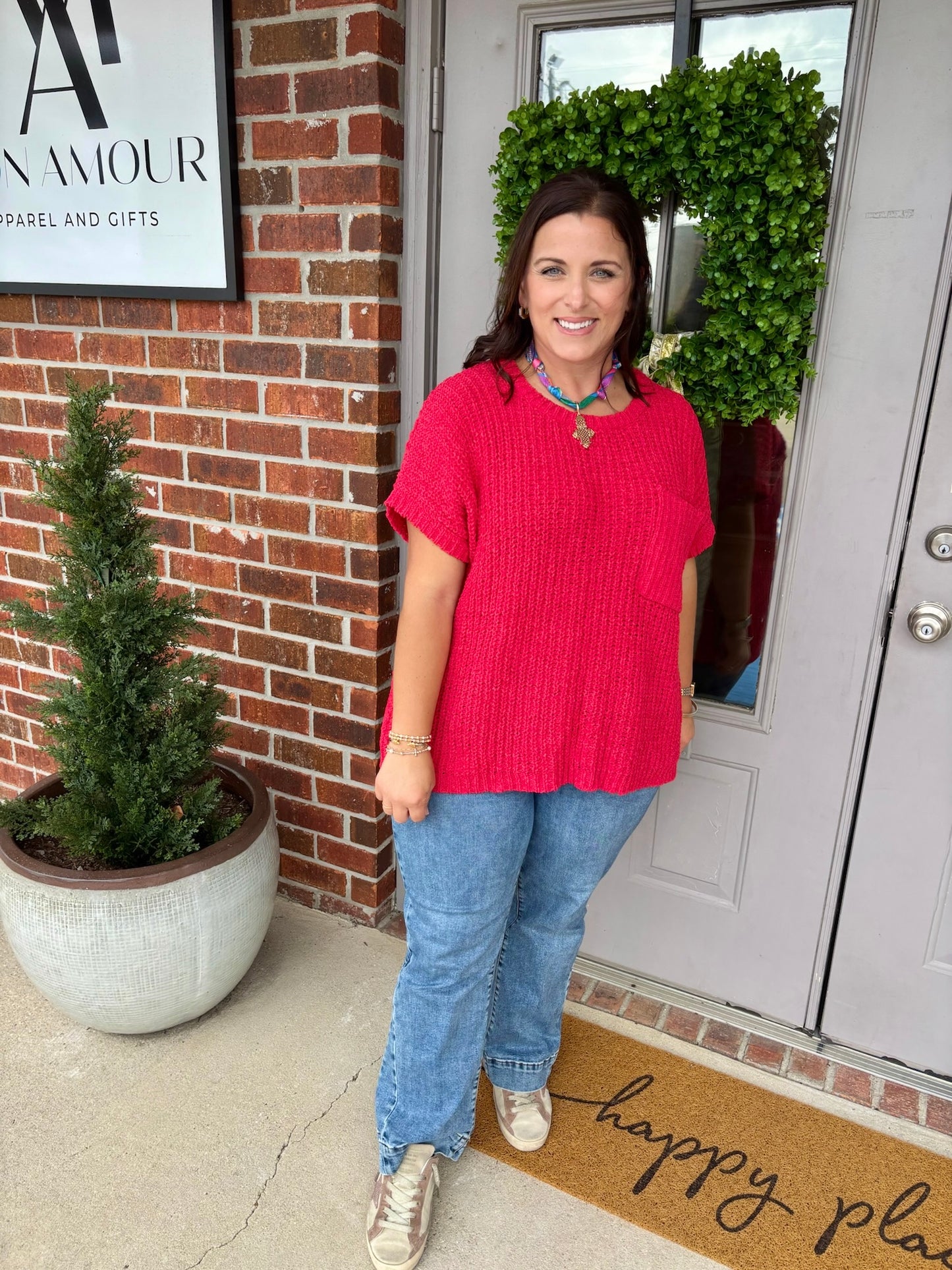 Cherry Cenille Sweater