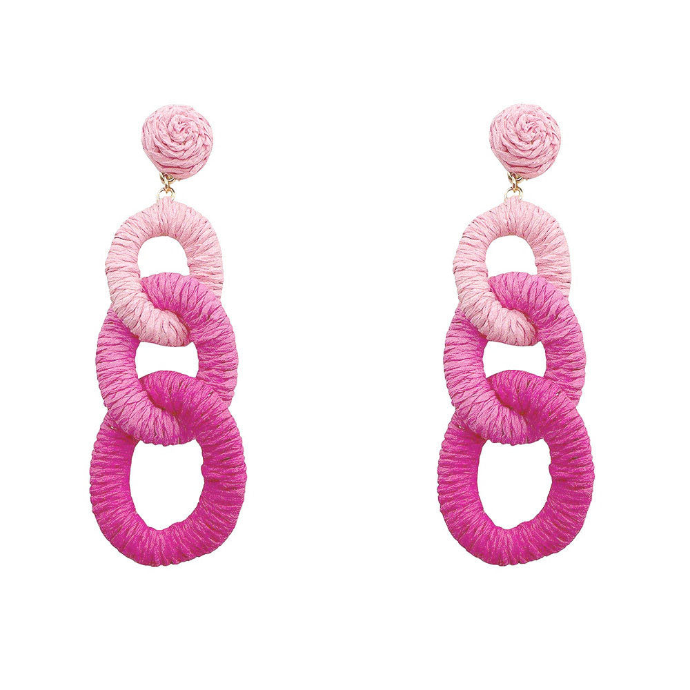 Raffia Wrapped Triple Oval Link