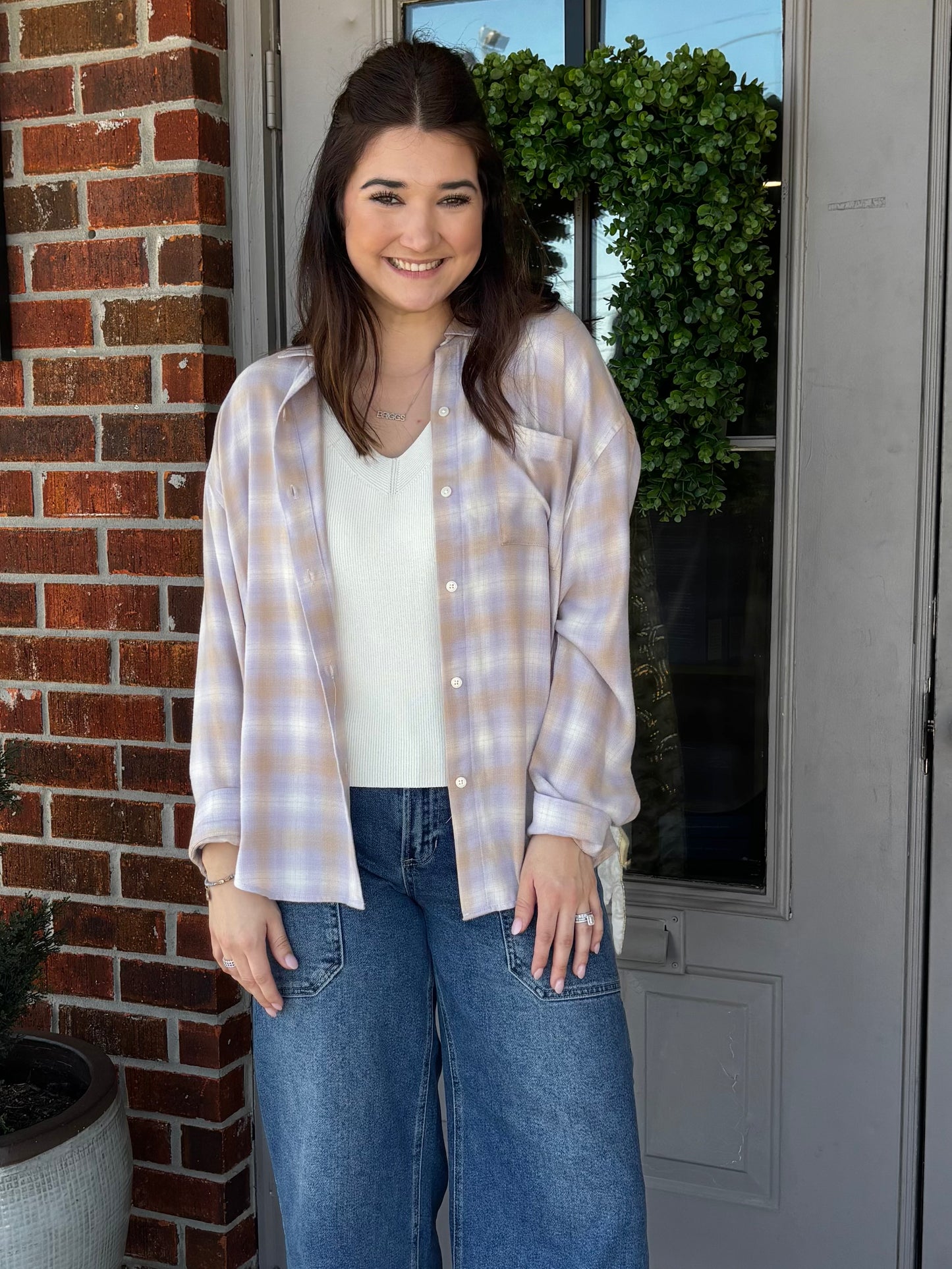River Plaid Ice Lavender Button Up by ZSupply