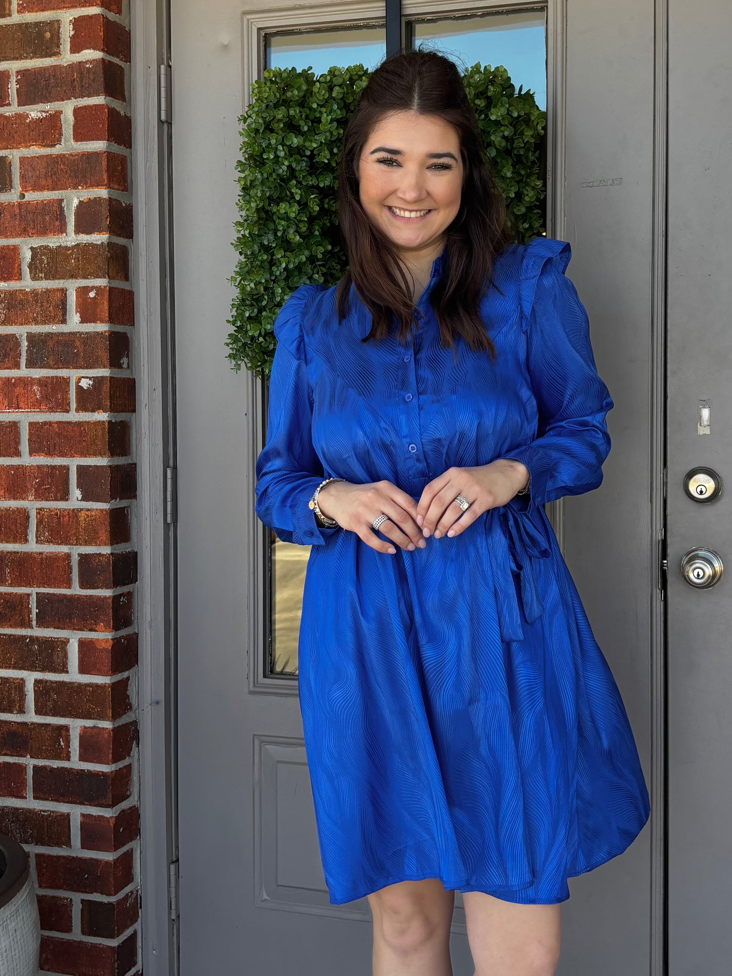 Ready in Royal Long sleeve Dress