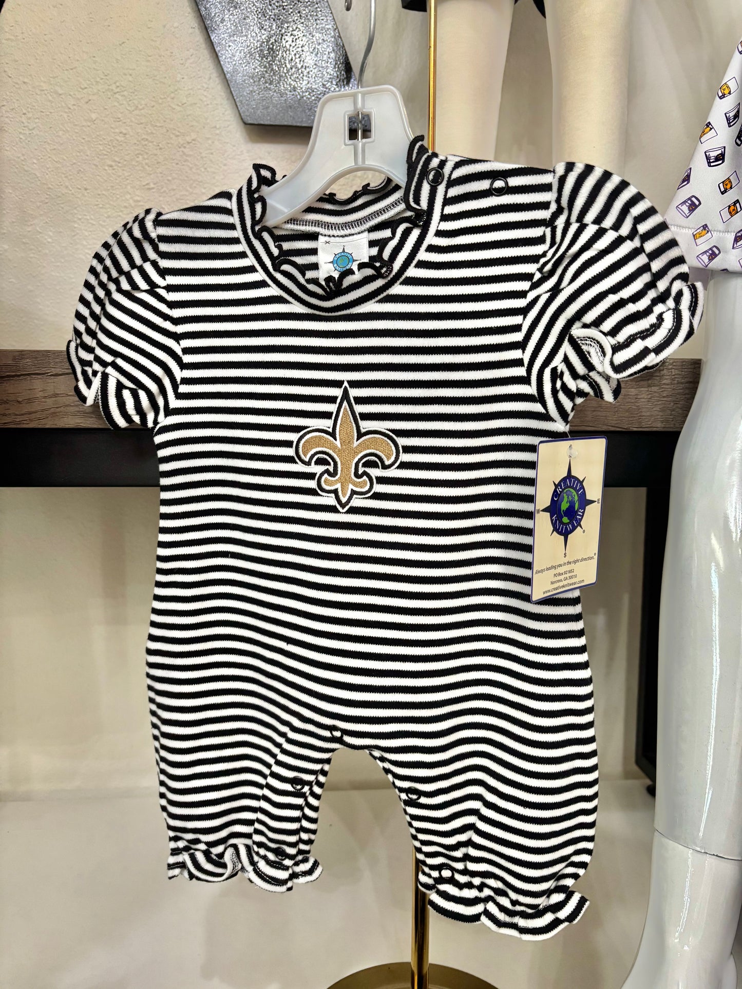Saints Stripe Bubble Romper