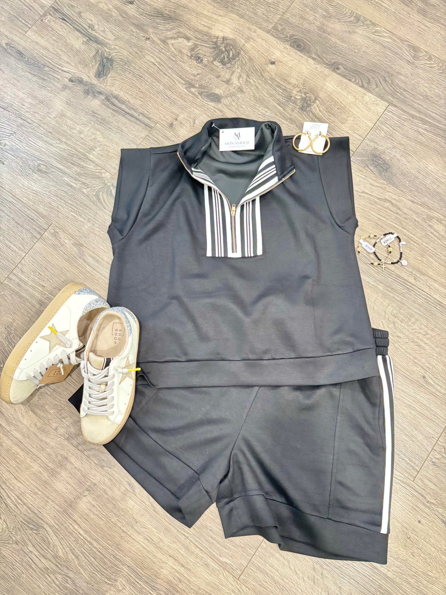The Varsity Luxe Set in Black