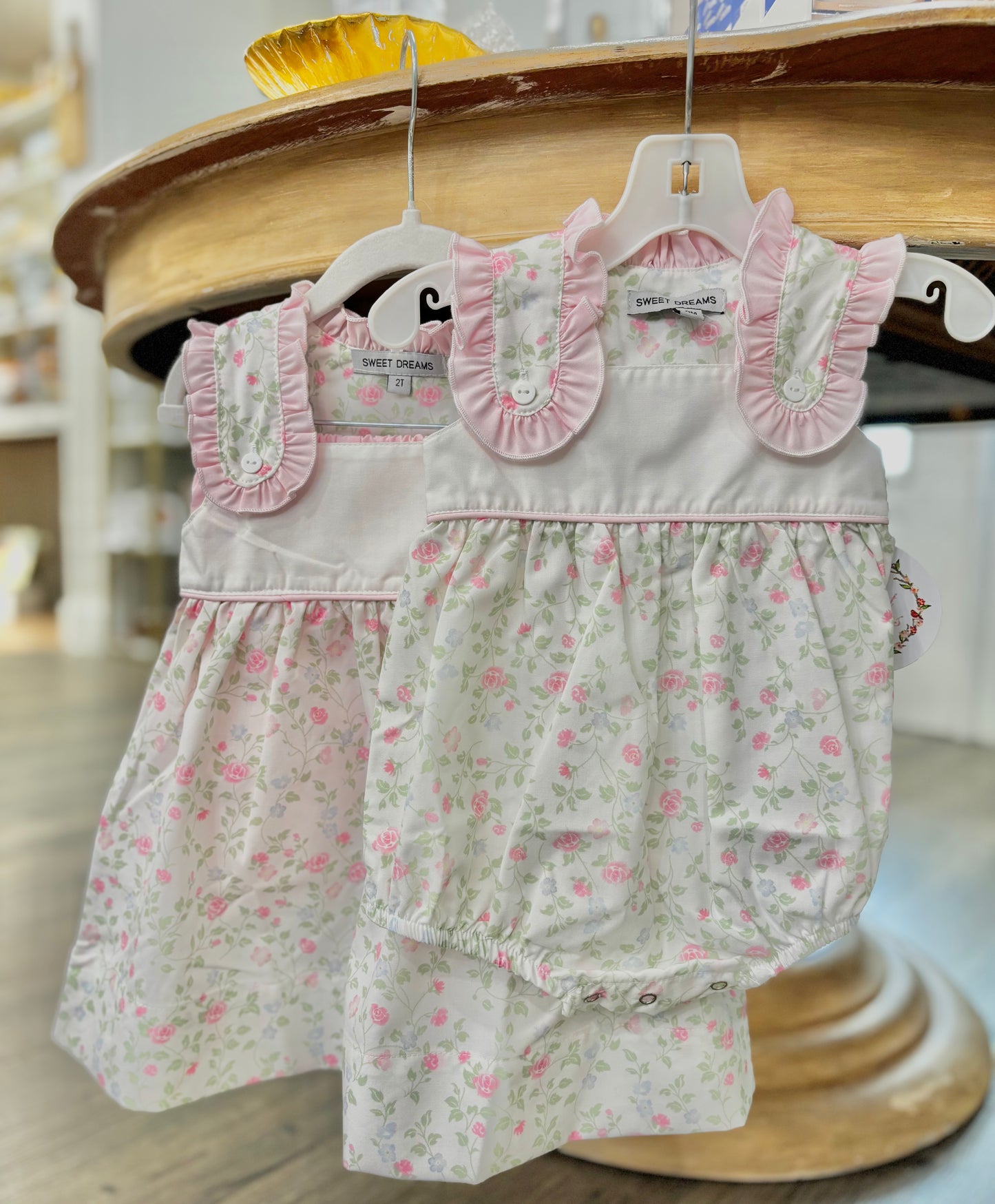 Ruffle Shoulder Floral Bloomer Set