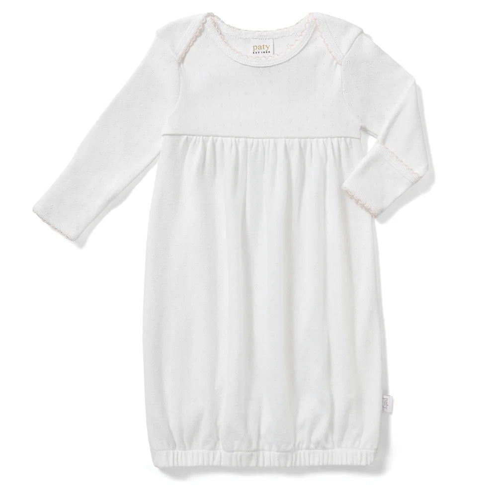 Paty Organic Cotton Pointelle Gown with Overlap Shoulder
