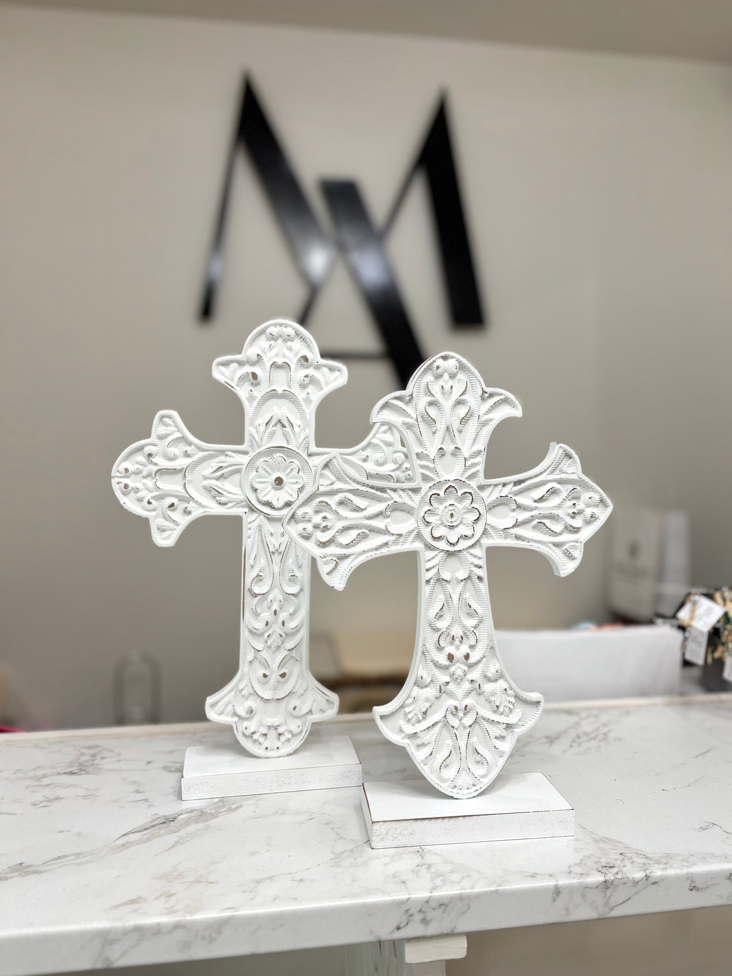 Distressed Cross on Stand