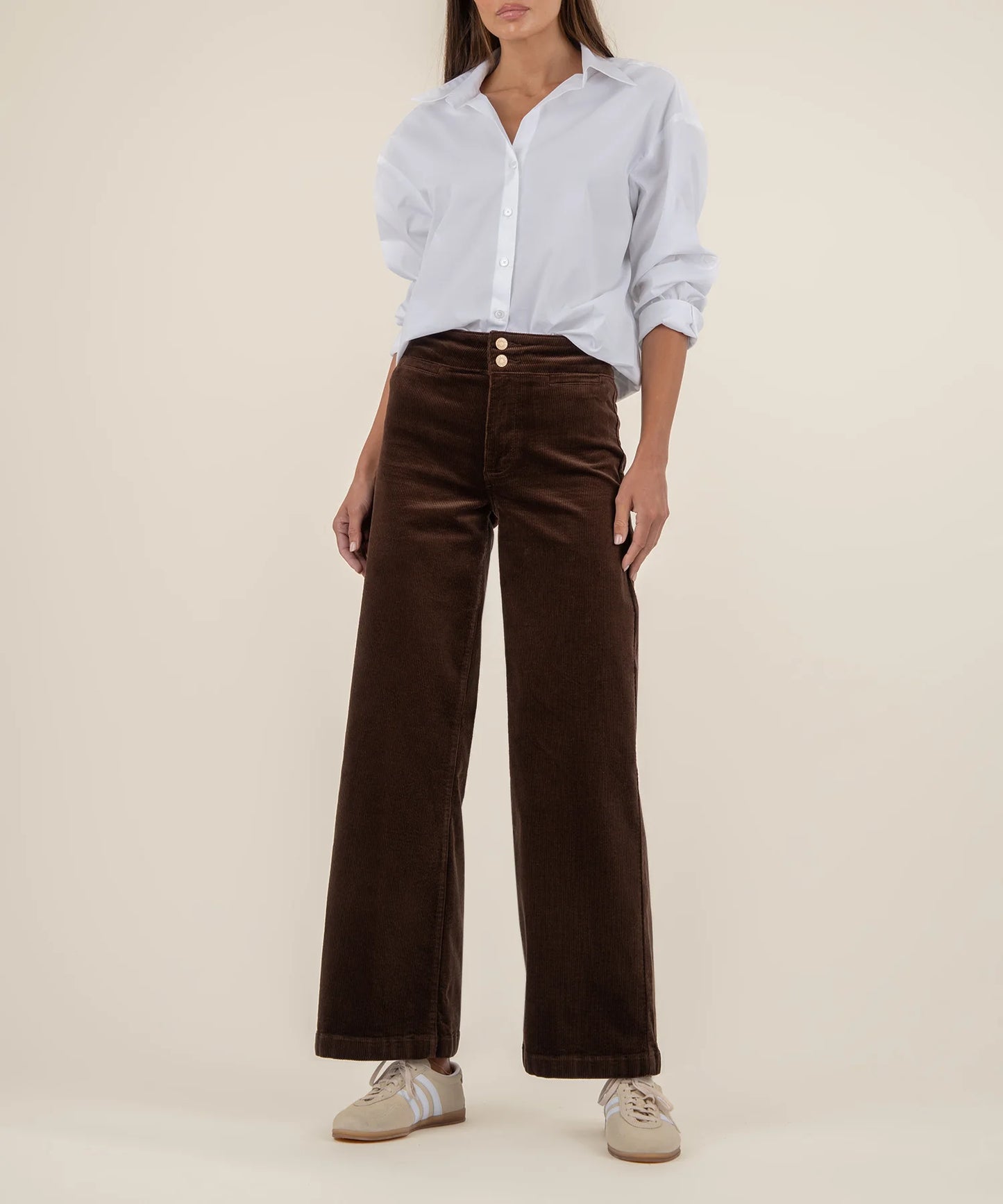 Meg Corduroy Wide Leg Pant in Fudge