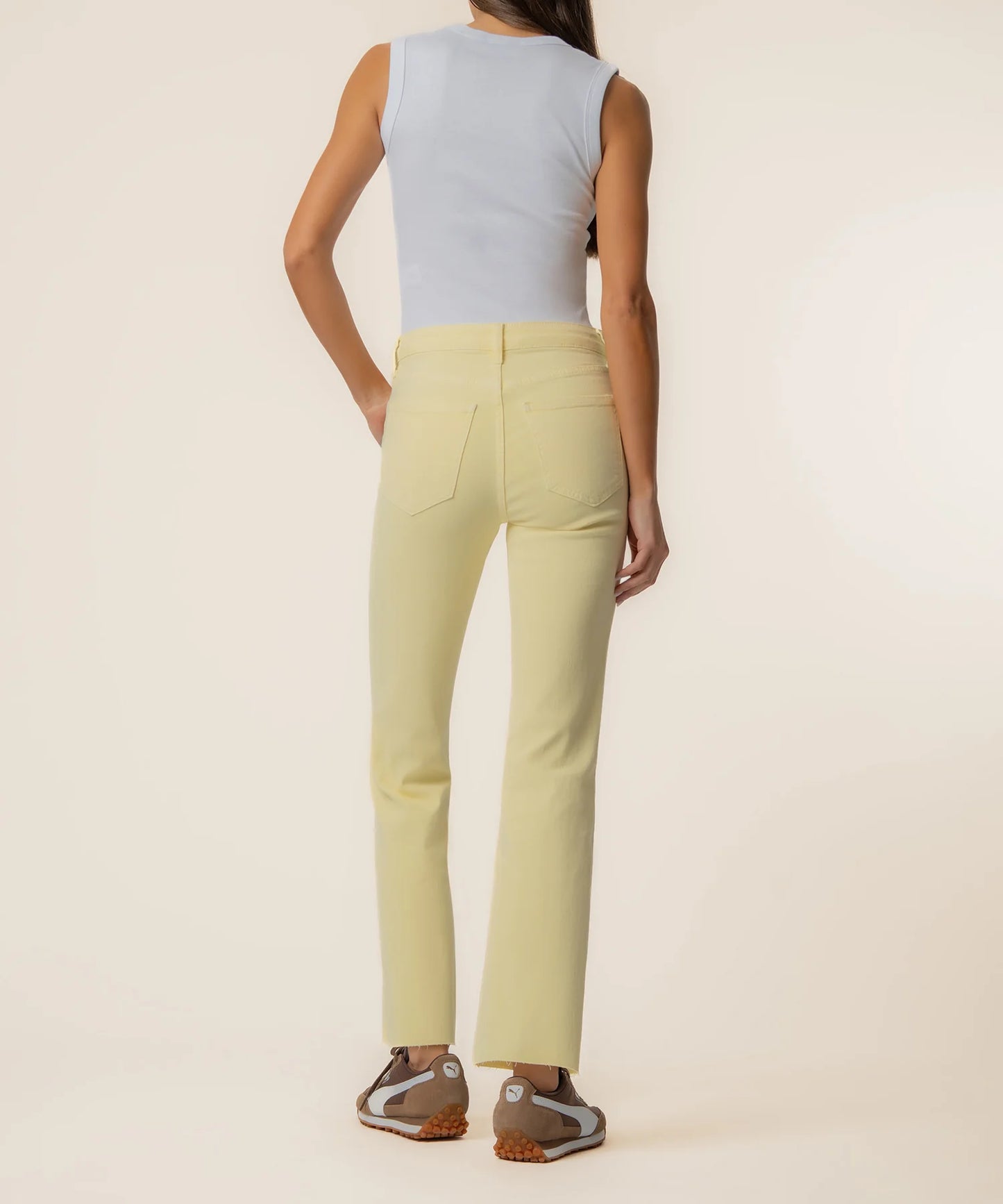 Yellow Kelsey High Rise Ankle Flare
