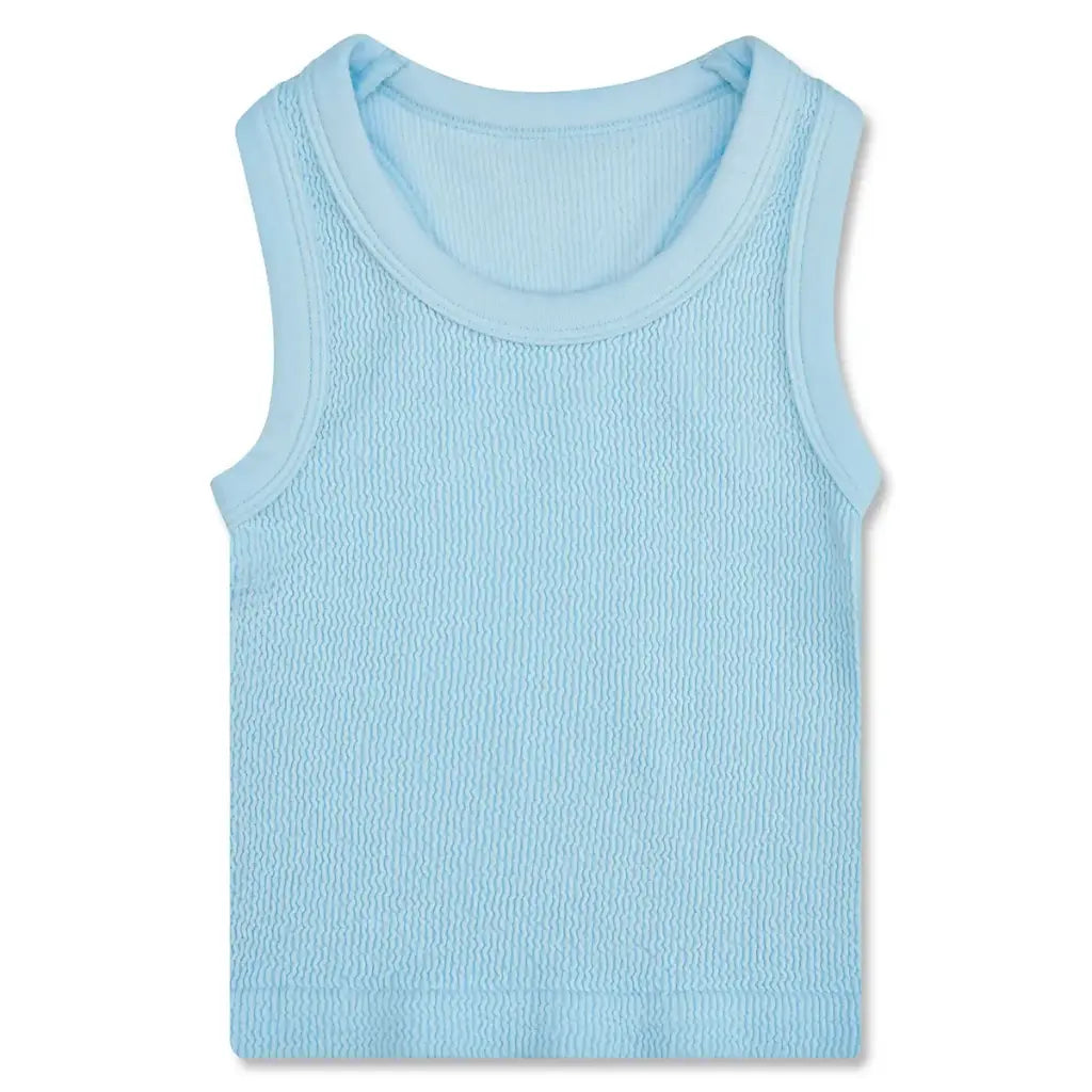 Light Blue Smocked Racerback Tank Top