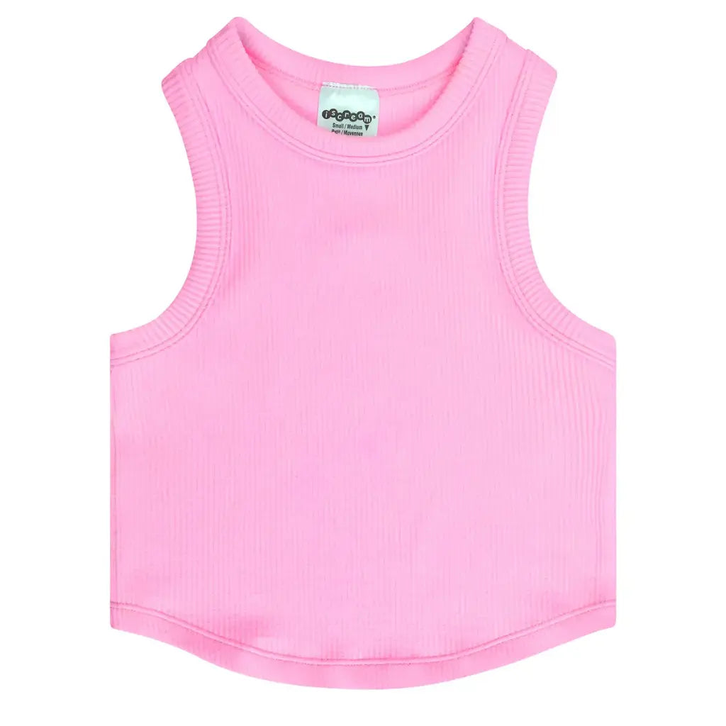 Rose Cropped Ribbed Racerback Tank Top