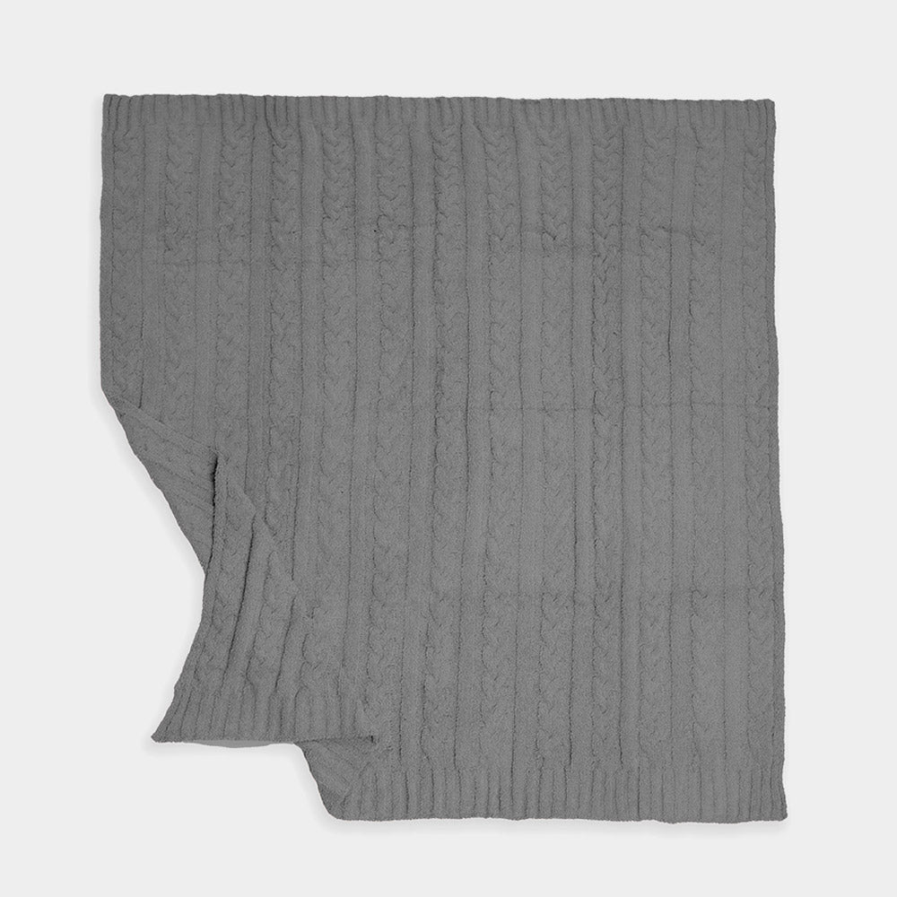 Braided Cable Knit Throw Blanket