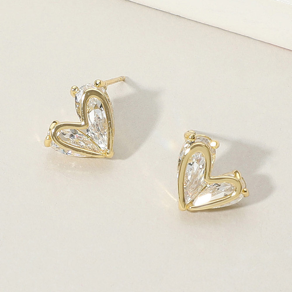 Stone Heart Stud Earrings