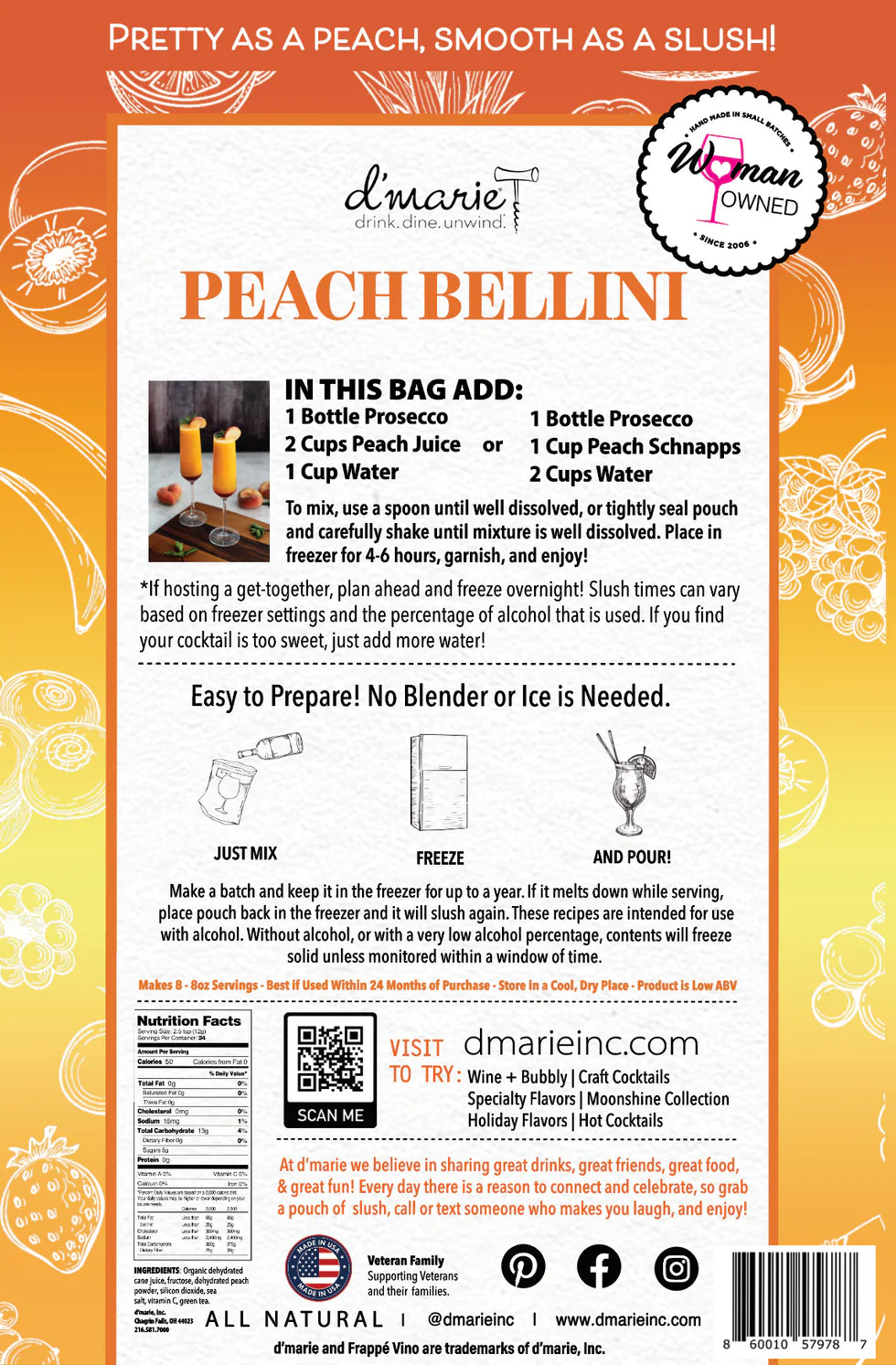 d'marie Peach Bellini Drink Mix