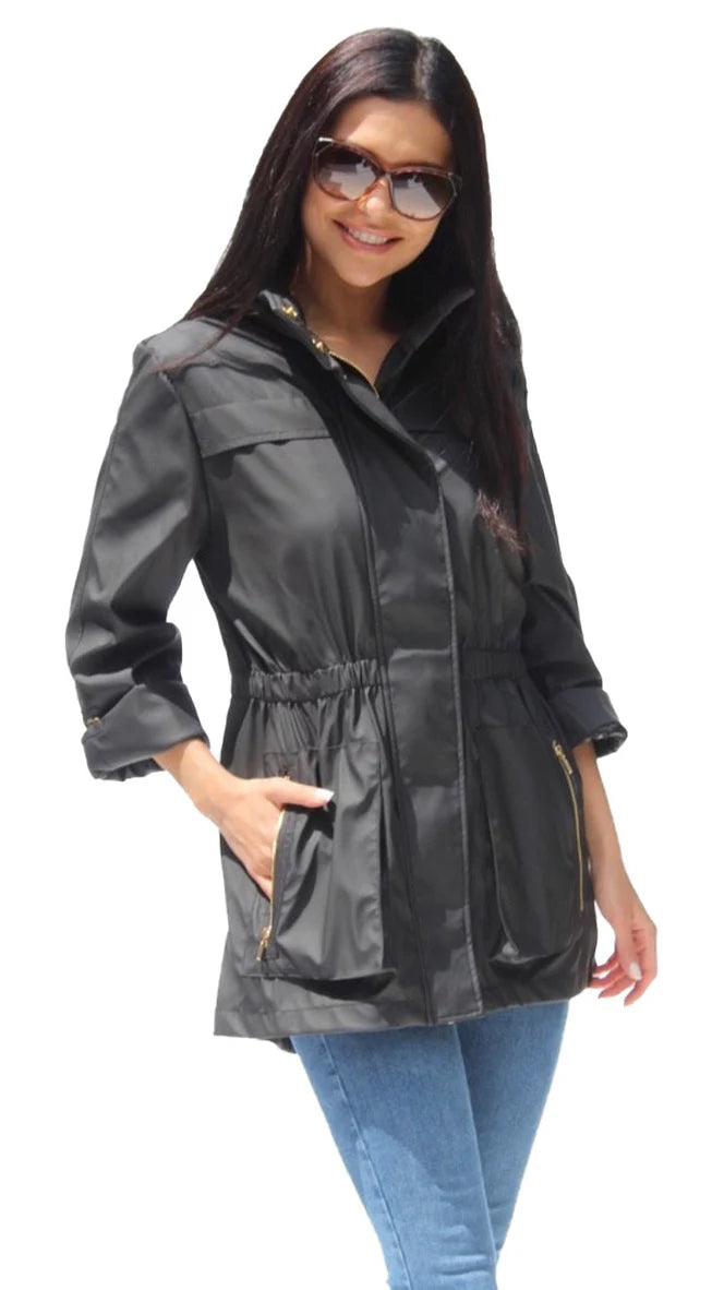 Anna- Black Waterproof Rain Jacket