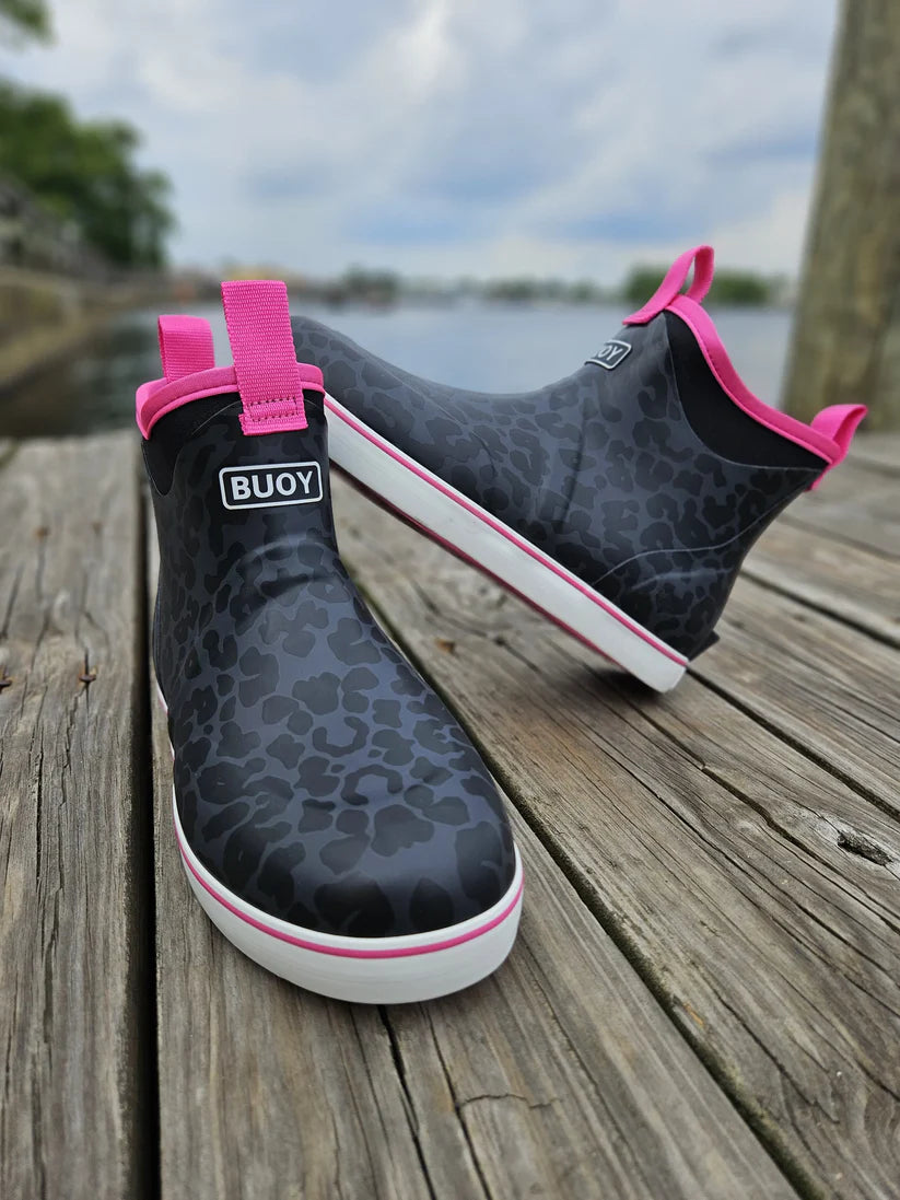 Women's Black Cheetah Print Buoy Boot