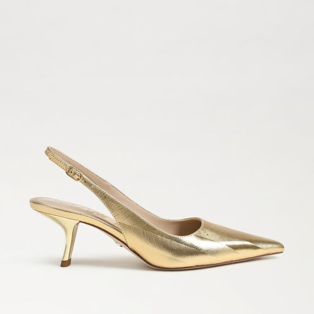Bianka Slingback Pump, Amber Gold Striped Metalic