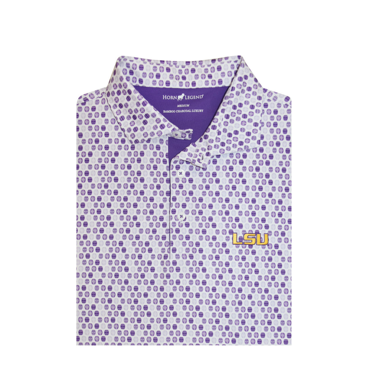 LSU Tigers White and Purple Barrels Polo