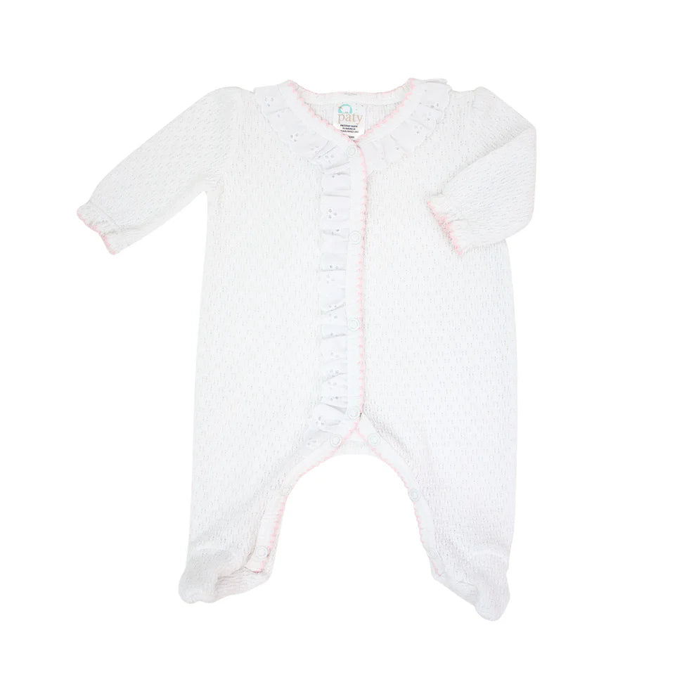 Paty Knit Footie with Eyelet Trim