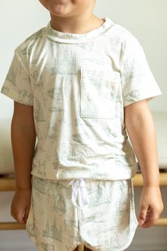 Sage Toile Bamboo Varsity Short Set