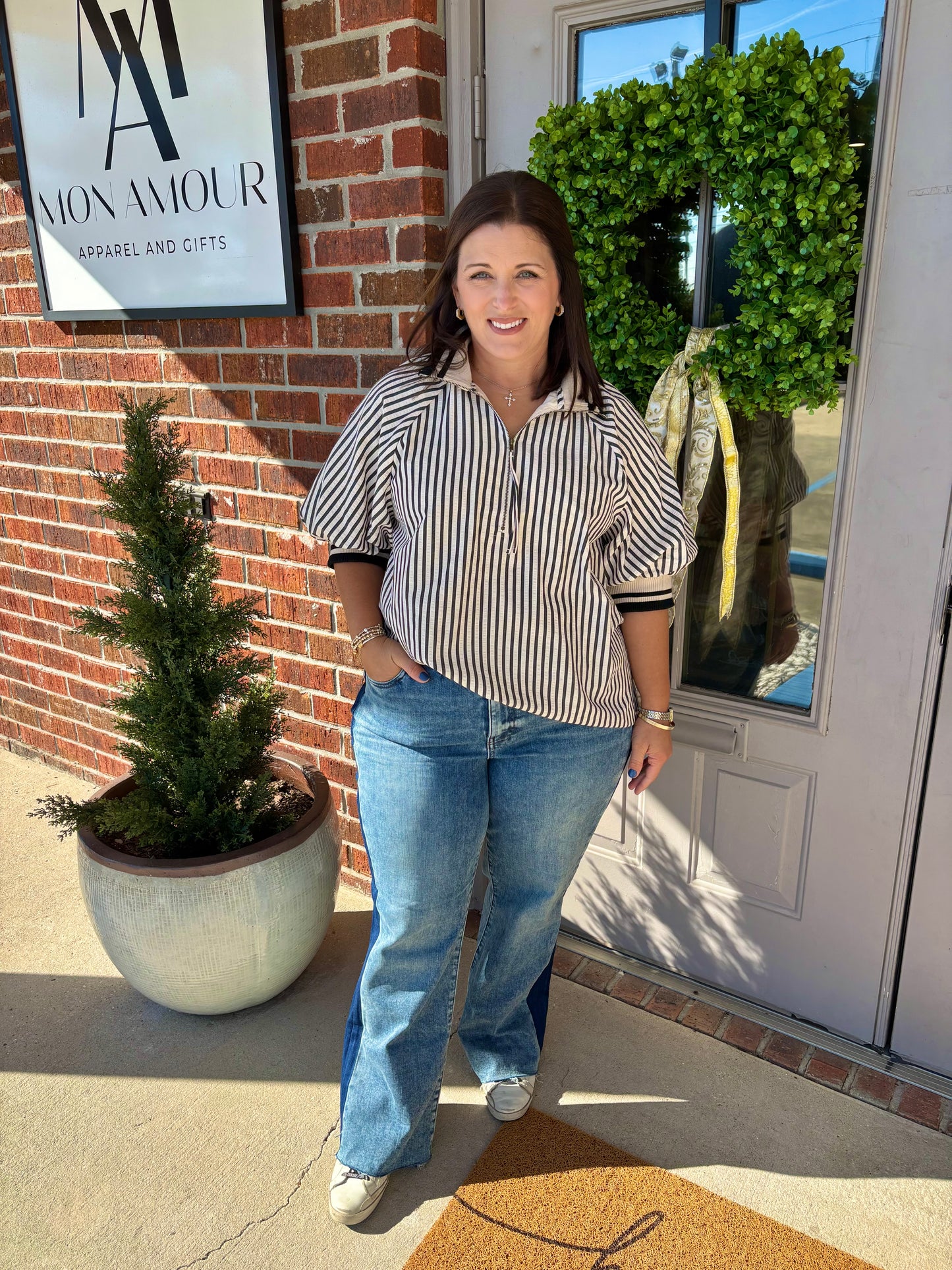 Sassy Stripe Quarter Zip