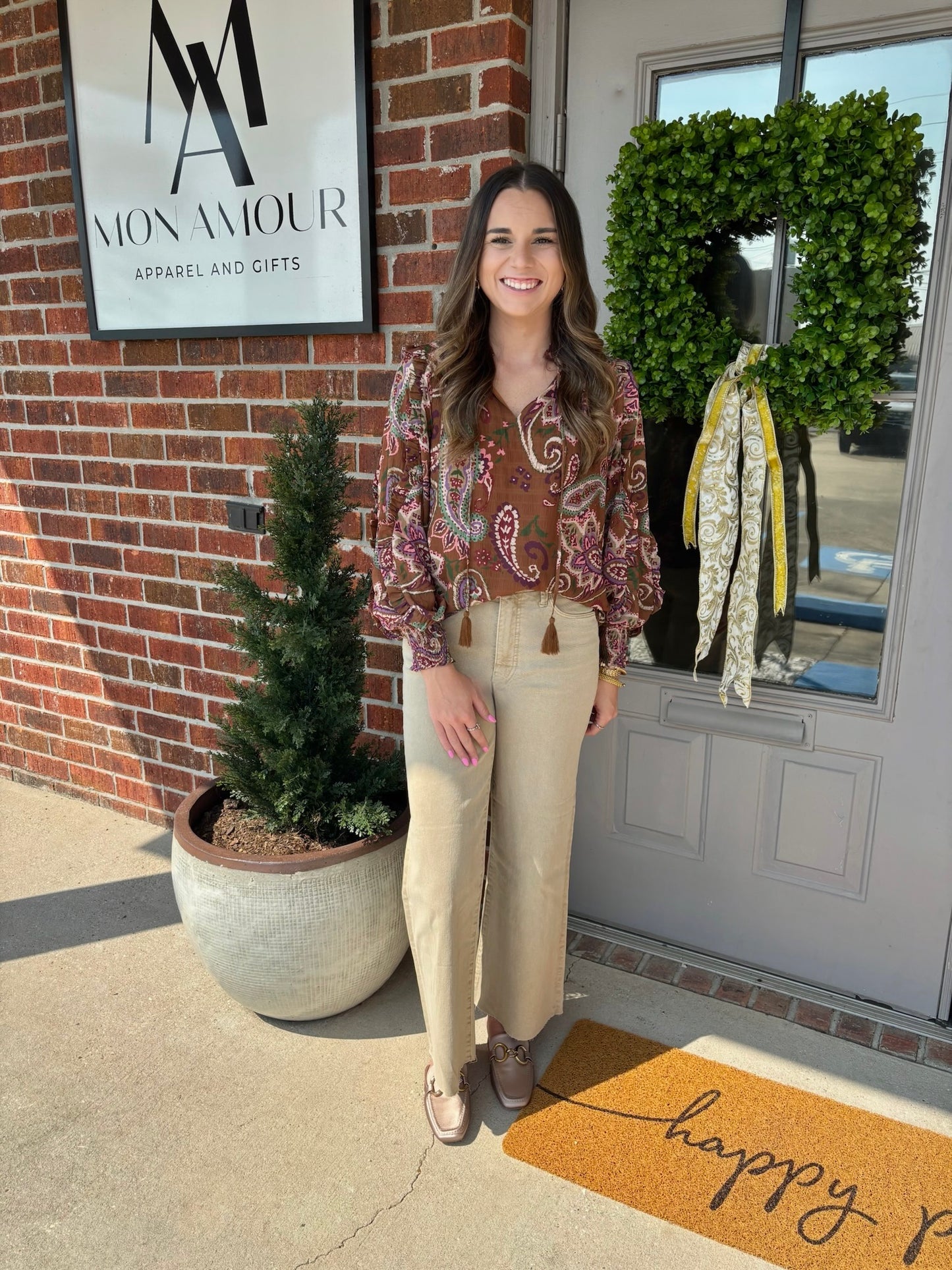 Paisley Ruffle Trim Multi Top