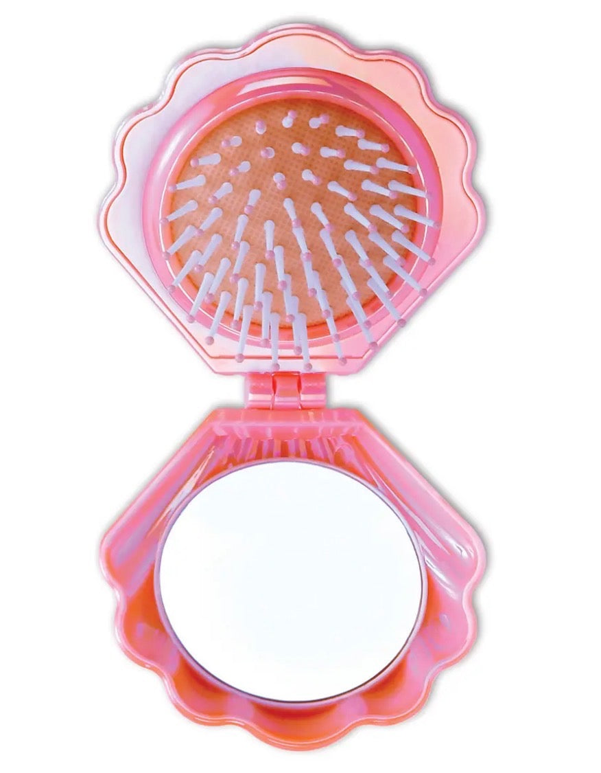 Mermaid Vibes Pop Up Shell Mirror & Hair Brush