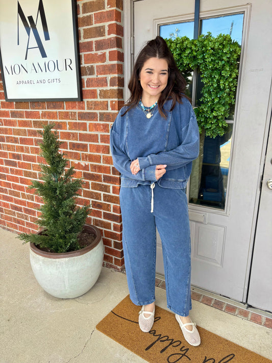 Kasil Faux Denim French Terry Set