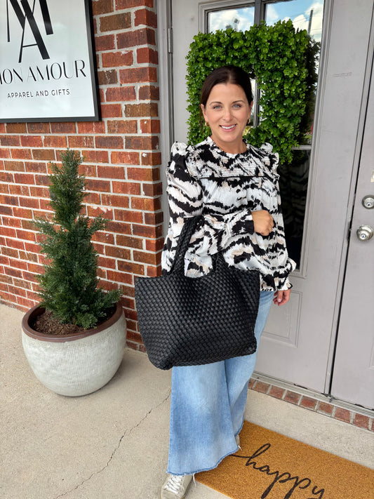 Black Mixed Media Blouse