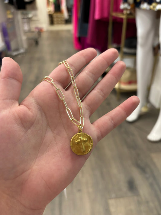 Coin Cross Necklace