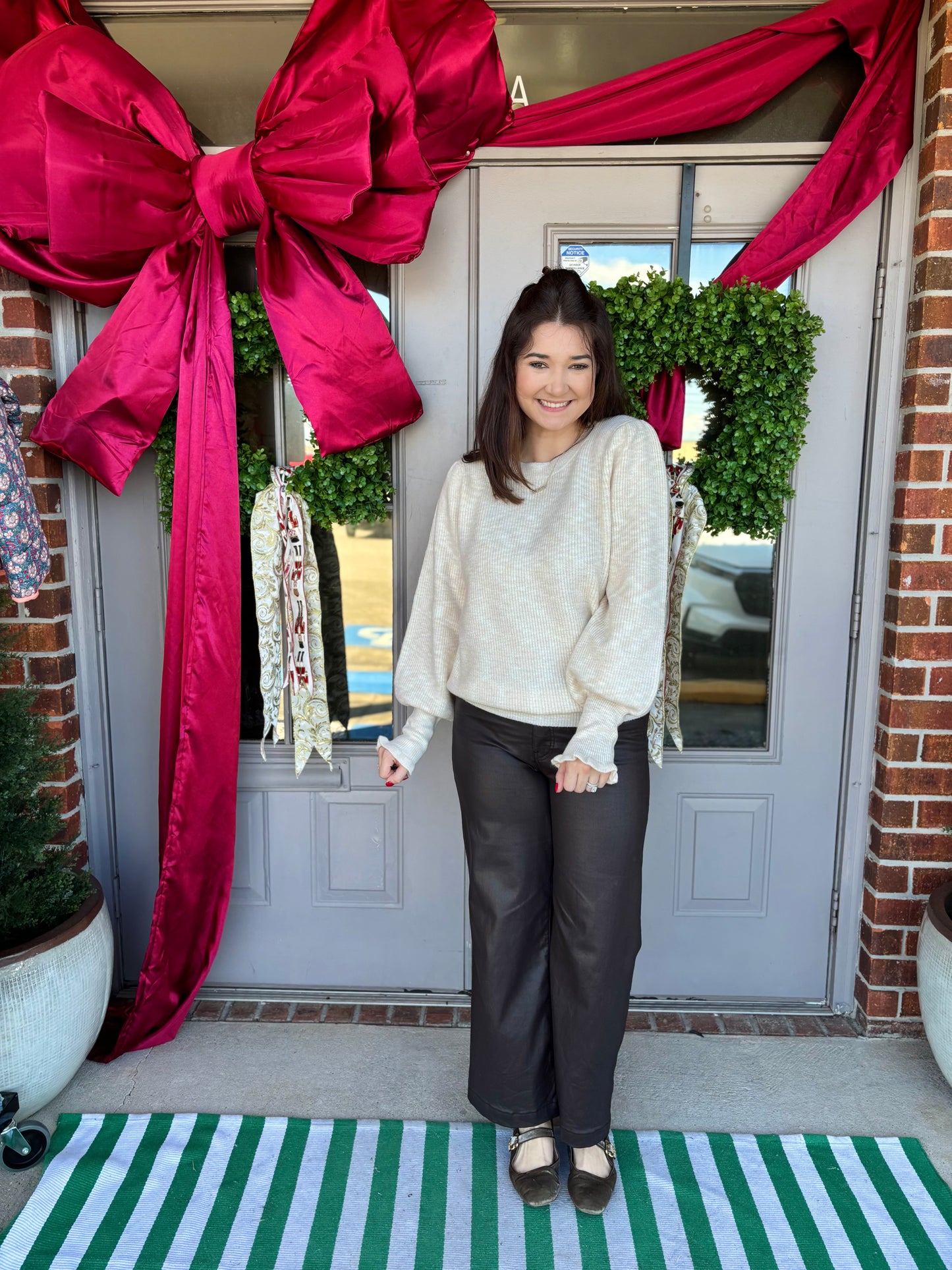 Courtney Cream Ruffle Sleeve Sweater