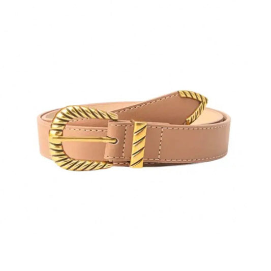 Rippled Buckle Belt - Tan